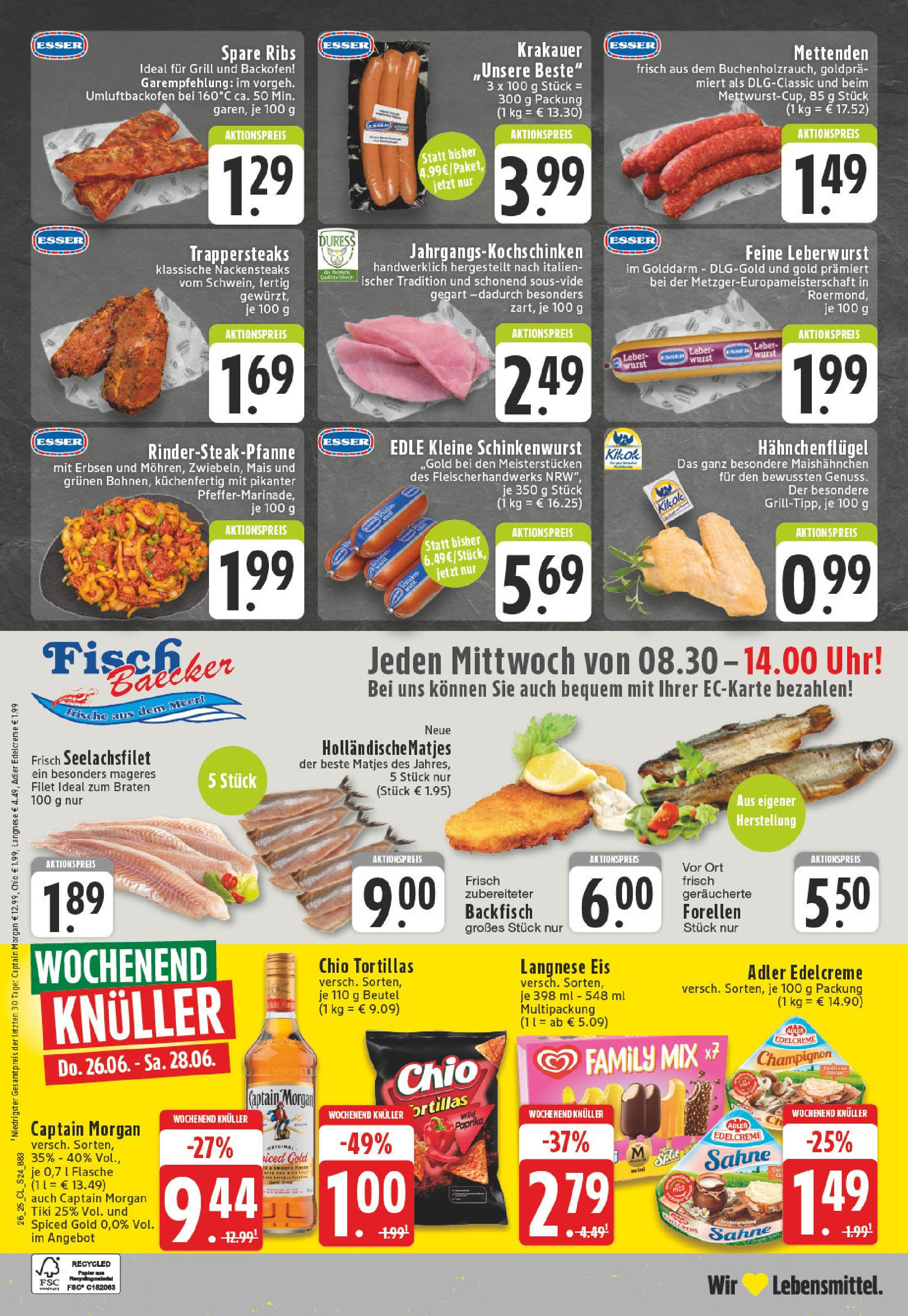 Edeka prospekt Erkelenz	 (ab 22.06.2025) » Angebote Online | Seite: 24 | Produkte: Spare ribs, Schinken, Chips, Erbsen