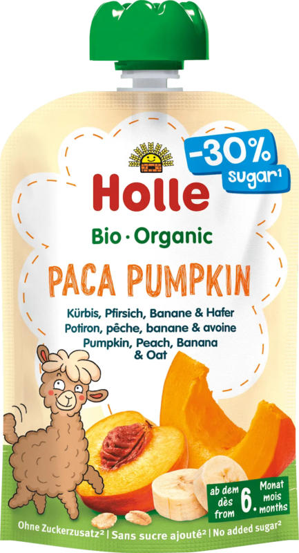 Holle Quetschie Paca Pumpkin Kürbis, Pfirsich, Banane & Hafer, ab dem 6. Monat