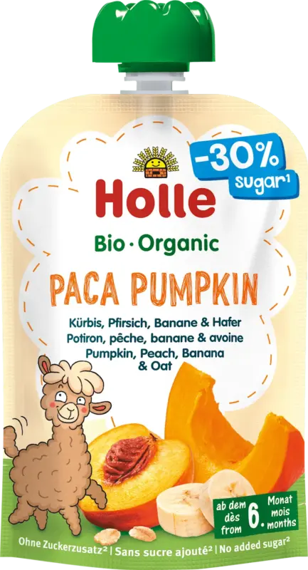 Holle Quetschie Paca Pumpkin Kürbis, Pfirsich, Banane & Hafer, ab dem 6. Monat