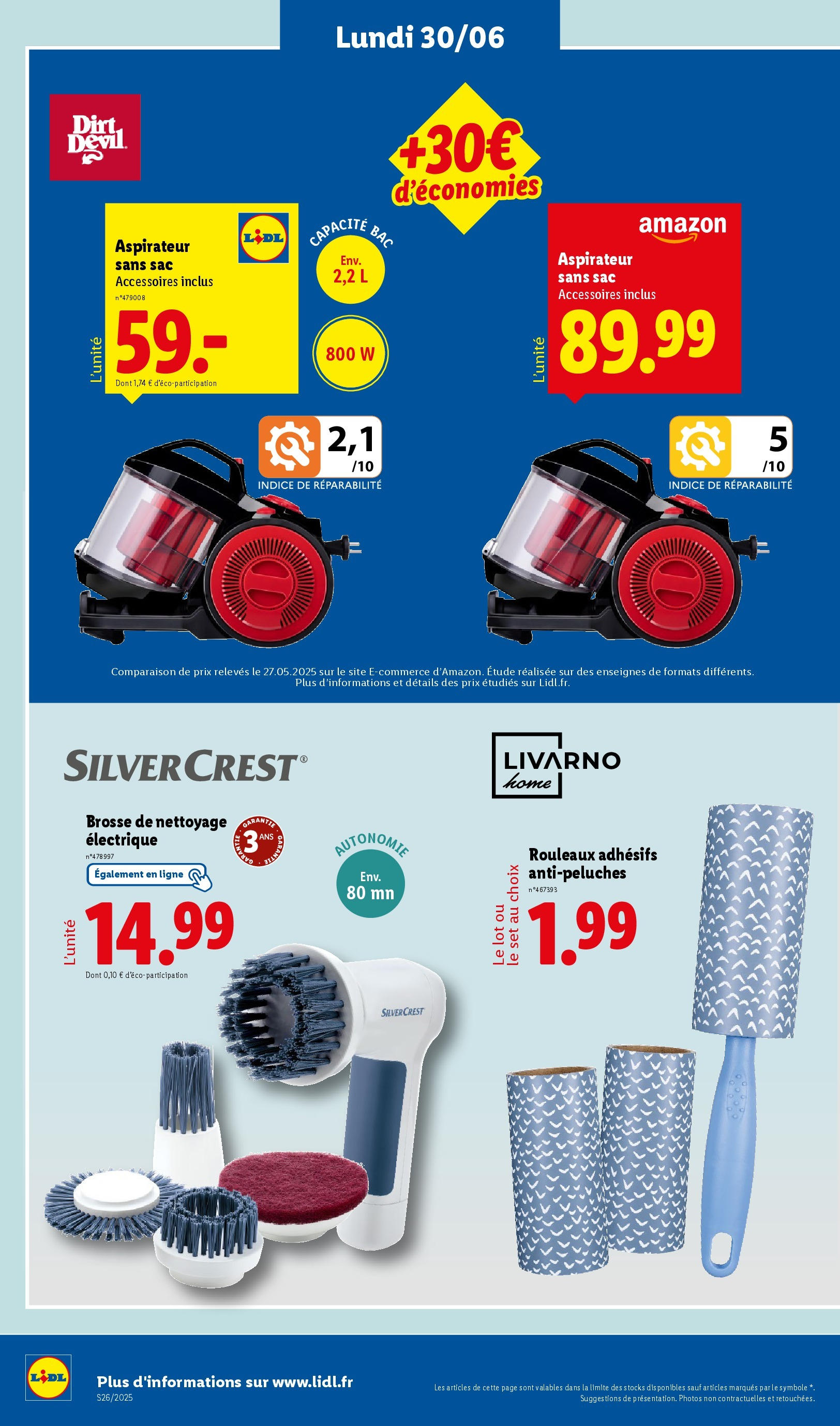 Catalogue LIDL du 26/06/2025 | Promo prospectus en ligne | Page: 74 | Produits: Aspirateur sans sac, Rollers, Aspirateur, Brosse Catalogue LIDL du 26/06/2025 | Promo prospectus en ligne | Page: 74 | Produits: Aspirateur sans sac, Rollers, Aspirateur, Brosse