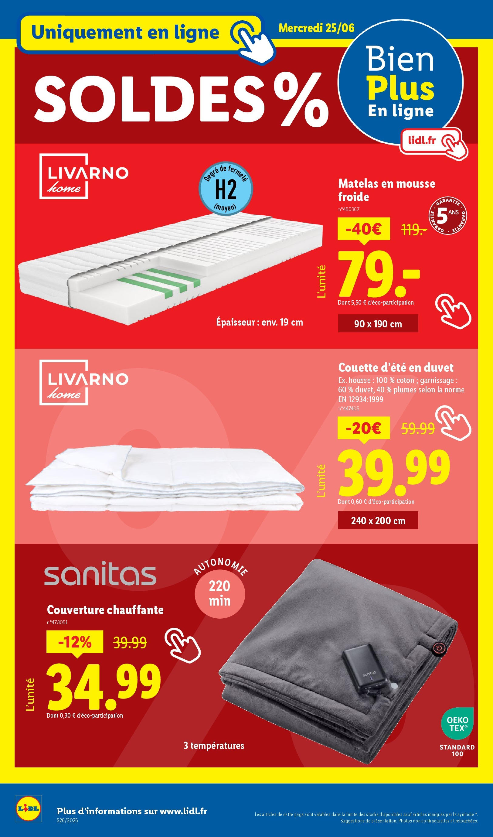 Catalogue LIDL du 26/06/2025 | Promo prospectus en ligne | Page: 42 | Produits: Mousse, Matelas, Couverture, Couette Catalogue LIDL du 26/06/2025 | Promo prospectus en ligne | Page: 42 | Produits: Mousse, Matelas, Couverture, Couette