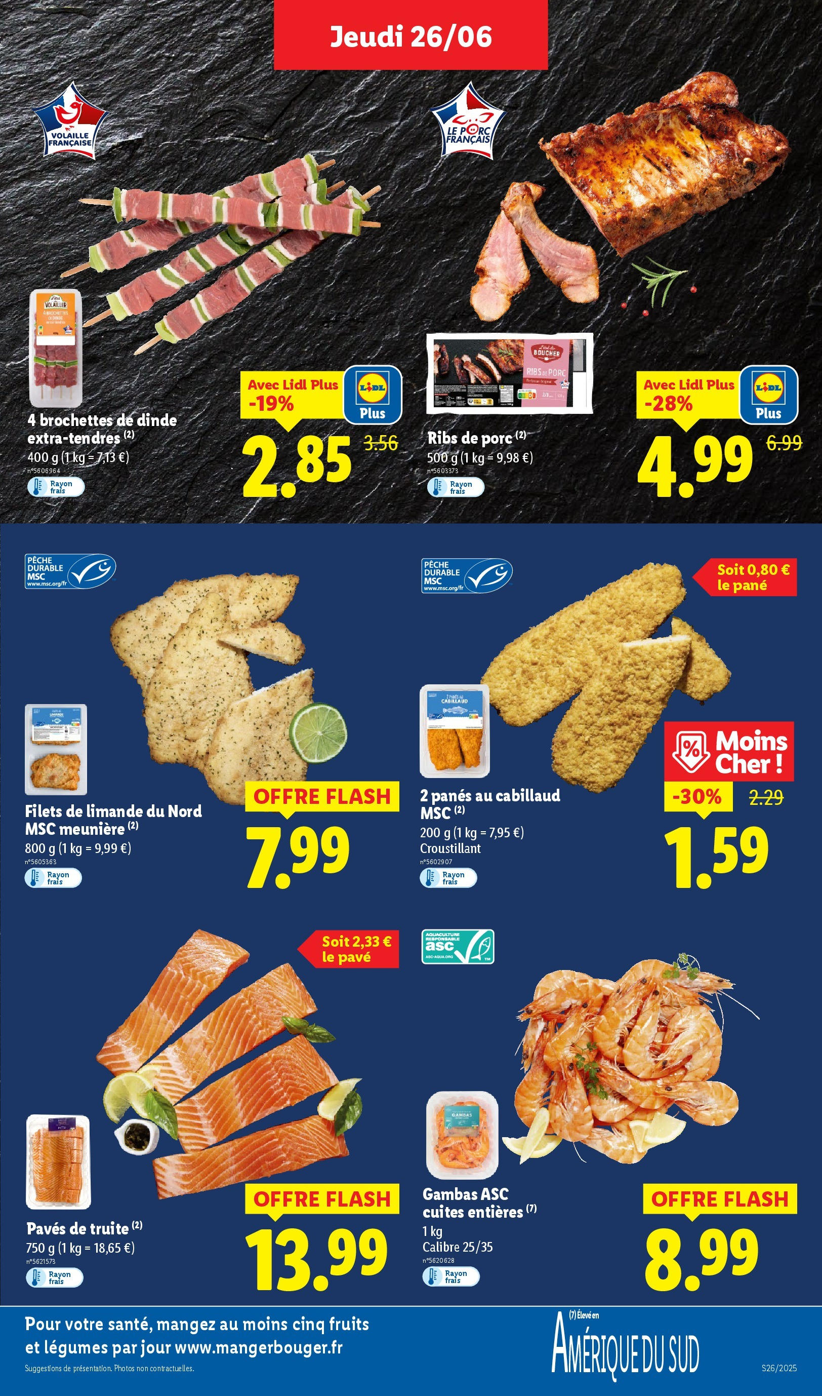 Catalogue LIDL du 26/06/2025 | Promo prospectus en ligne | Page: 5 | Produits: Pêche, Volaille, Ribs, Porc Catalogue LIDL du 26/06/2025 | Promo prospectus en ligne | Page: 5 | Produits: Pêche, Volaille, Ribs, Porc