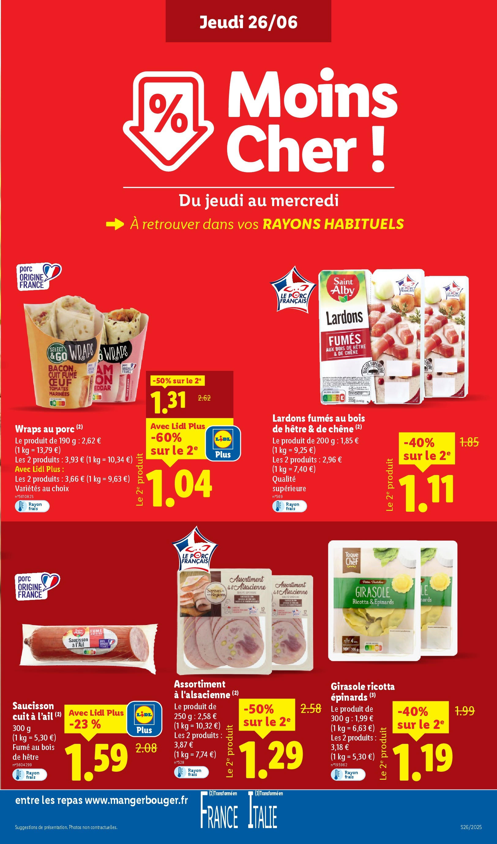 Catalogue LIDL du 26/06/2025 | Promo prospectus en ligne | Page: 9 | Produits: Saucisson, Lardons, Porc, Tomates Catalogue LIDL du 26/06/2025 | Promo prospectus en ligne | Page: 9 | Produits: Saucisson, Lardons, Porc, Tomates