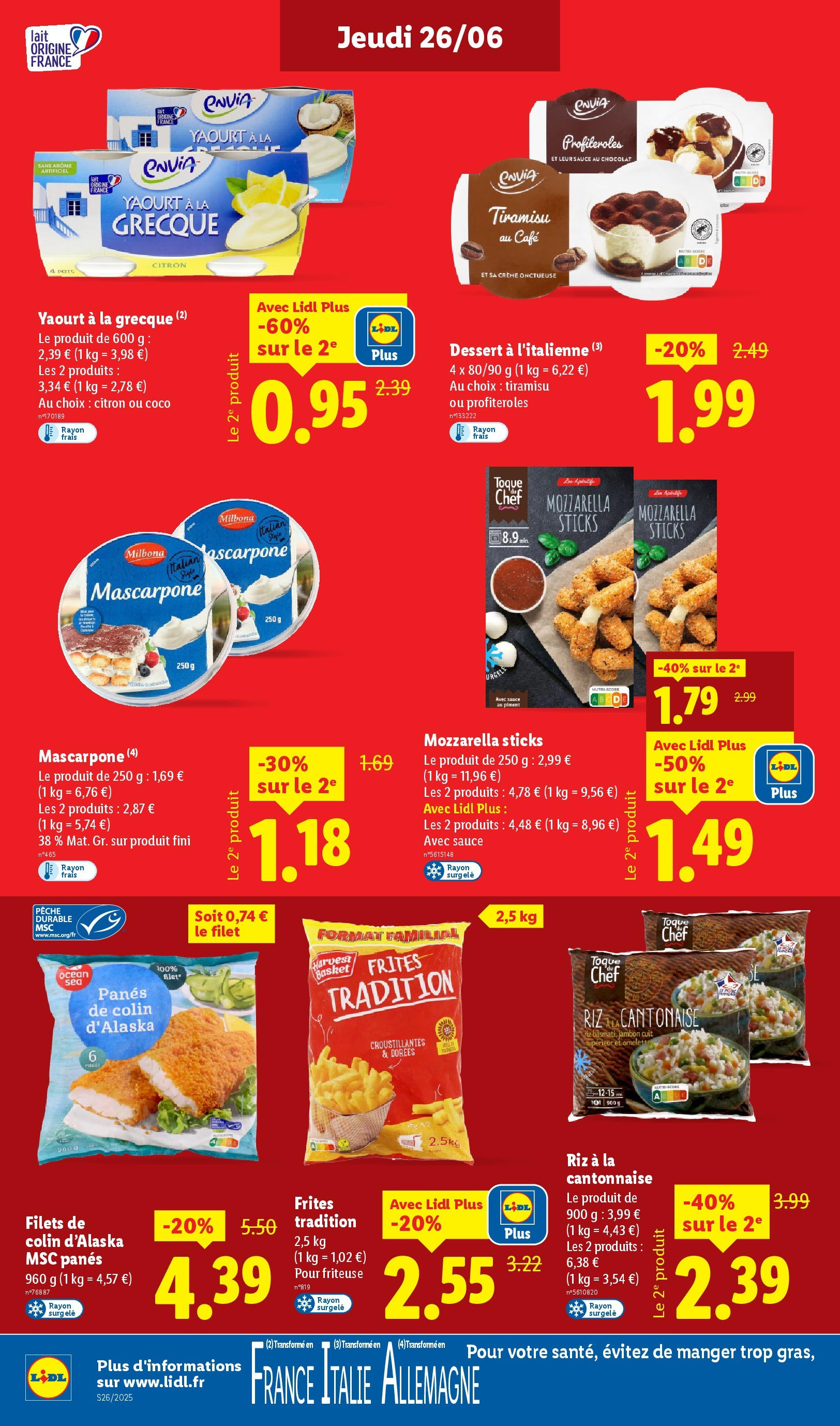 Catalogue LIDL du 26/06/2025 | Promo prospectus en ligne | Page: 10 | Produits: Frites, Café, Mascarpone, Crème Catalogue LIDL du 26/06/2025 | Promo prospectus en ligne | Page: 10 | Produits: Frites, Café, Mascarpone, Crème