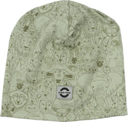 Mikk-Line Mütze mit Tier-Muster, grün, Gr. 86/92