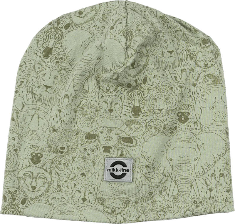 Mikk-Line Mütze mit Tier-Muster, grün, Gr. 86/92