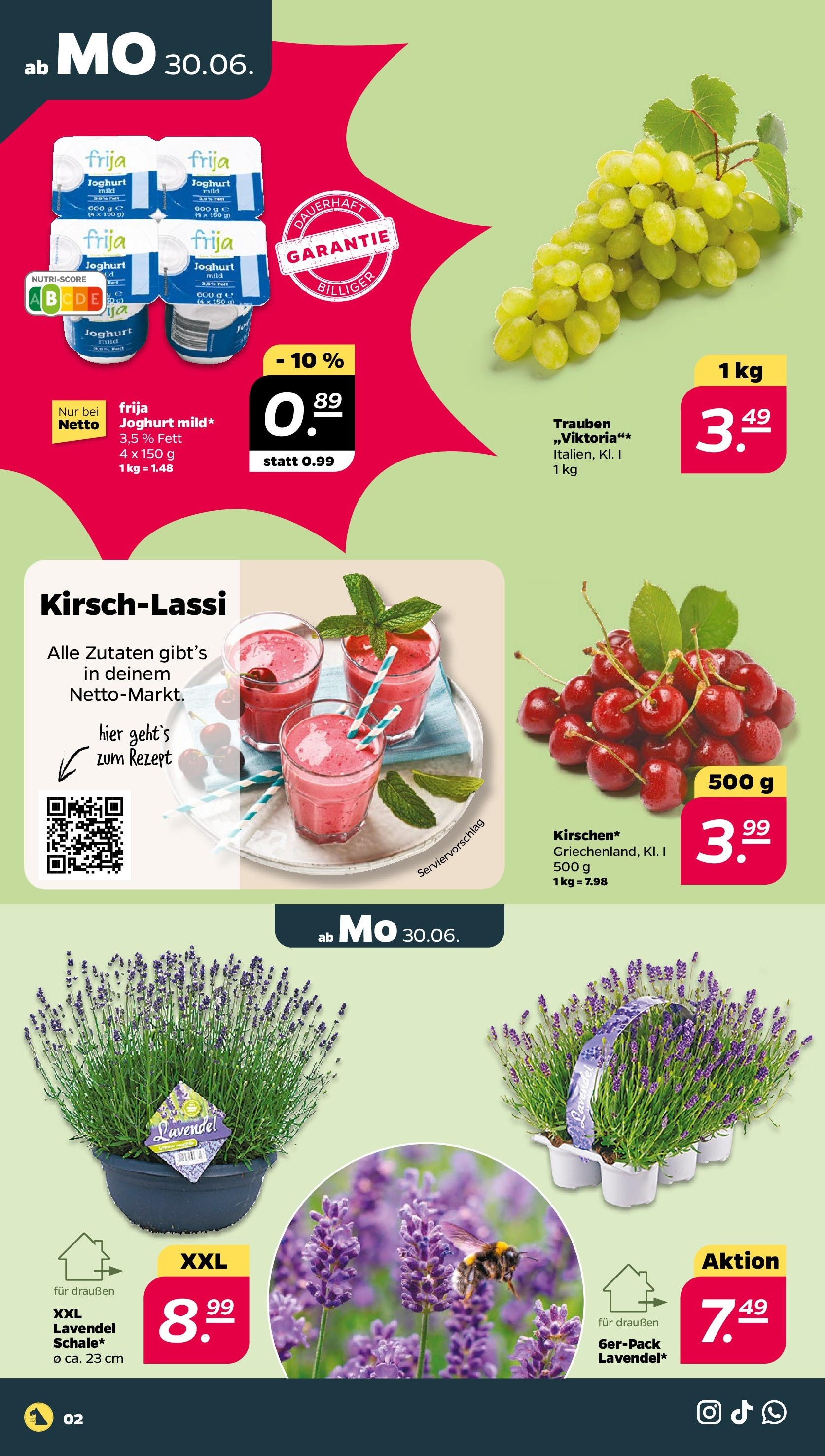 Netto - Netto APS : Wochenangebote ab 30.06.2025 → Angebote nächste Woche | Seite: 2 | Produkte: Joghurt, Trauben, Lavendel