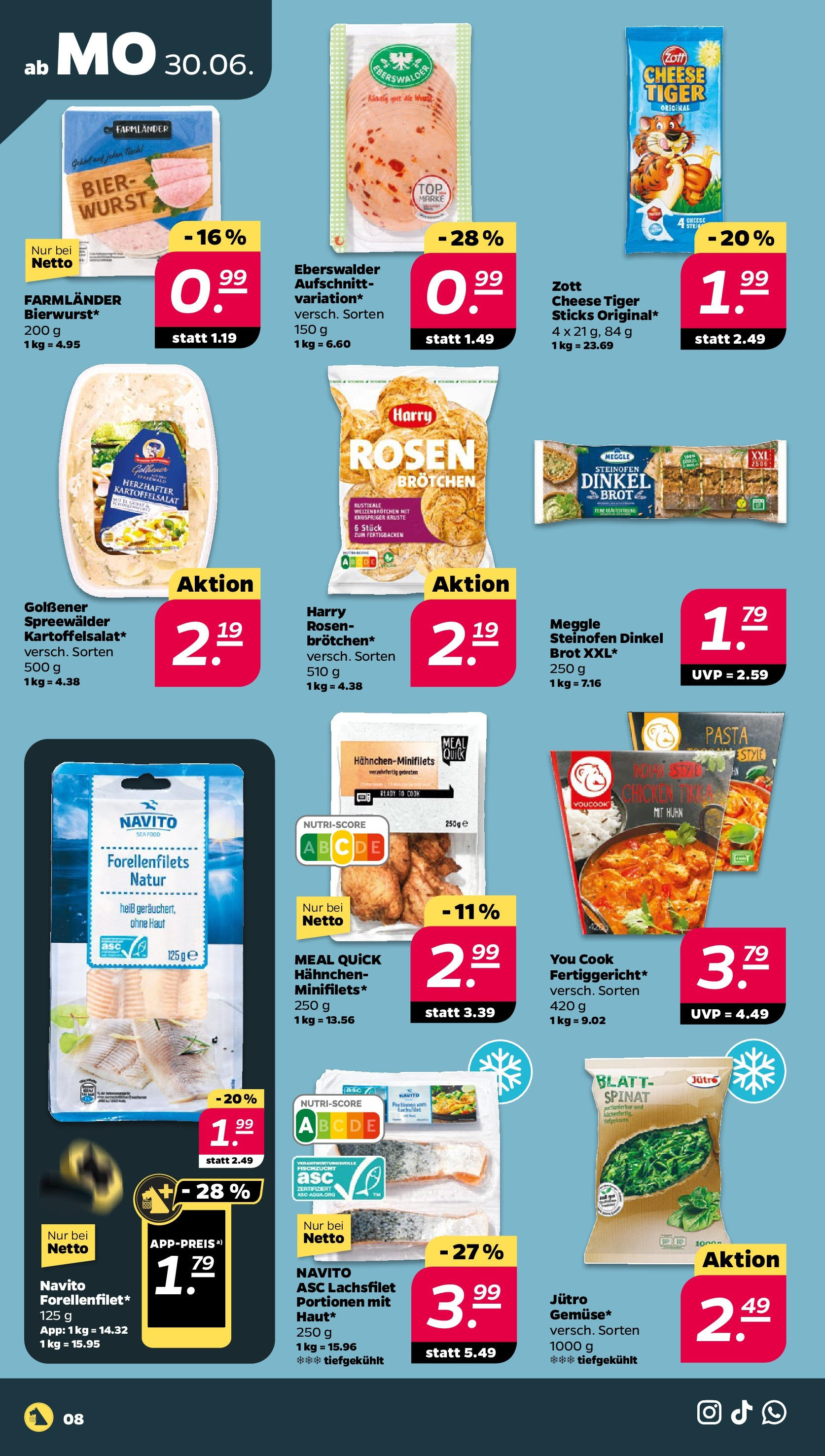 Netto - Netto APS : Wochenangebote ab 30.06.2025 → Angebote nächste Woche | Seite: 8 | Produkte: Hahnchen, Bier, Pasta, Brot