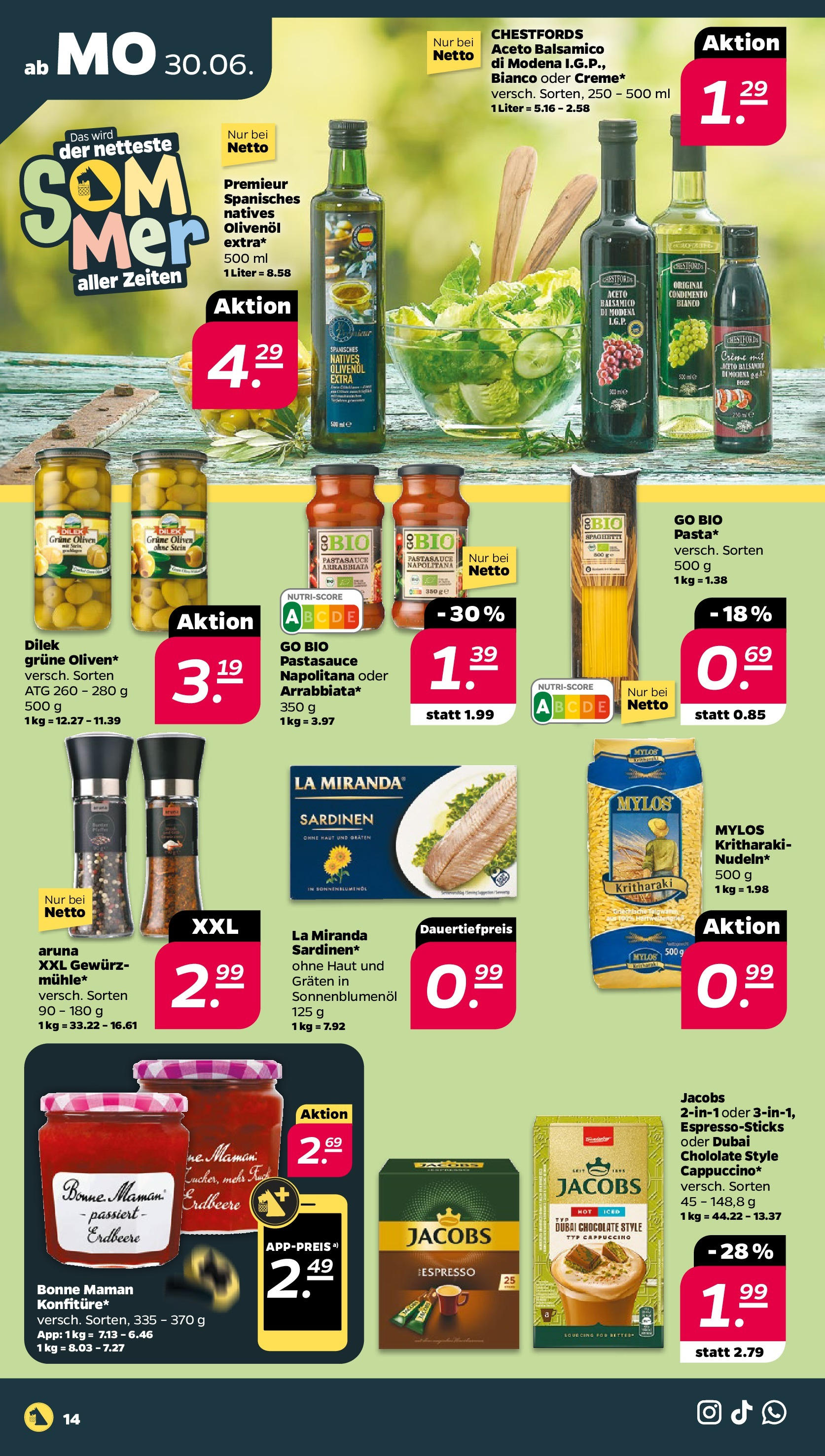 Netto - Netto APS : Wochenangebote ab 30.06.2025 → Angebote nächste Woche | Seite: 14 | Produkte: Sonnenblumenol, Creme, Pasta, Bonne maman