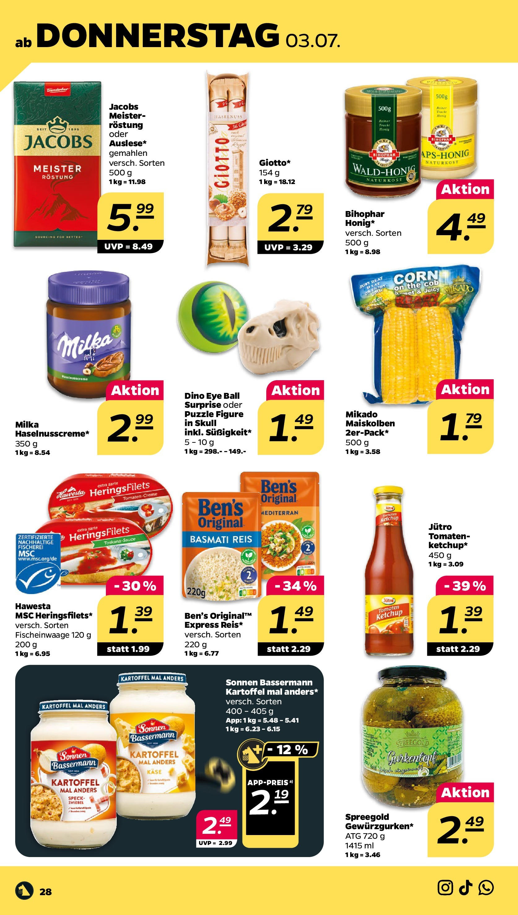 Netto - Netto APS : Wochenangebote ab 30.06.2025 → Angebote nächste Woche | Seite: 28 | Produkte: Käse, Milka, Reis, Ketchup