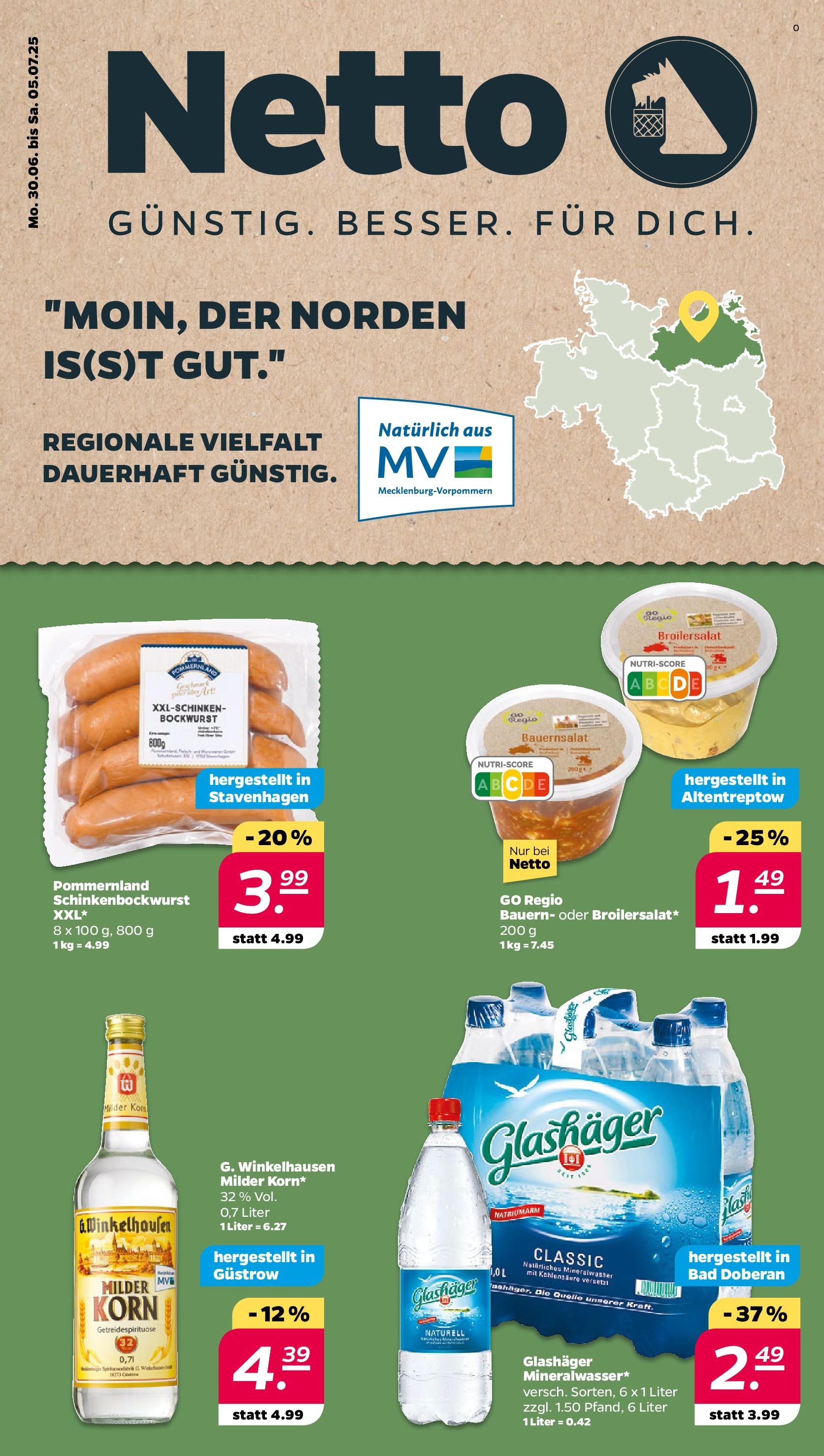Netto - Netto APS : Wochenangebote ab 30.06.2025 → Angebote nächste Woche | Seite: 5 | Produkte: Bockwurst, Bad, Mineralwasser