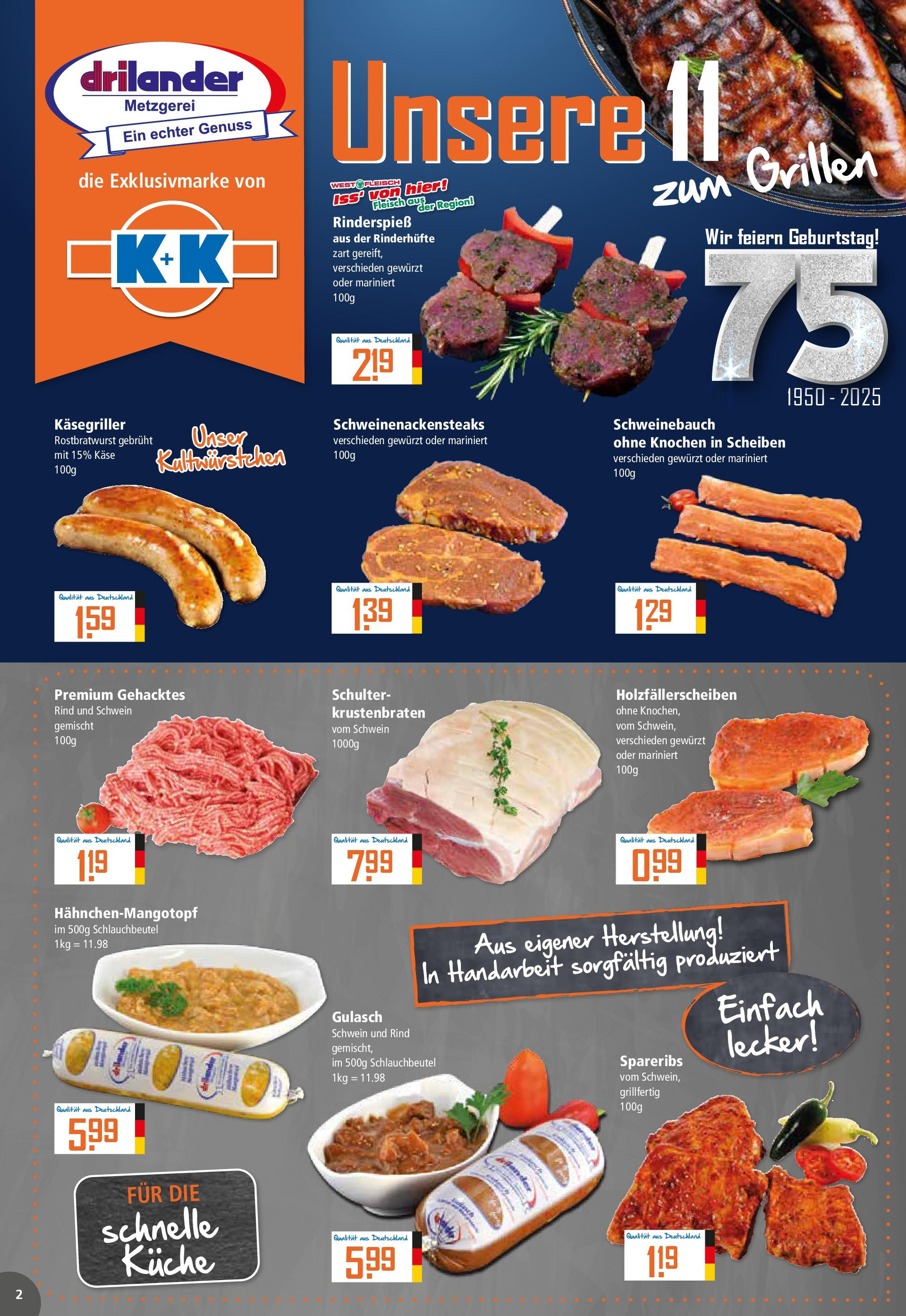 Klaas & Kock - K+K: Wochenangebote (ab 30.06.2025) zum Blättern | Seite: 2 | Produkte: Schweinebauch, Küche, Krustenbraten, Fleisch