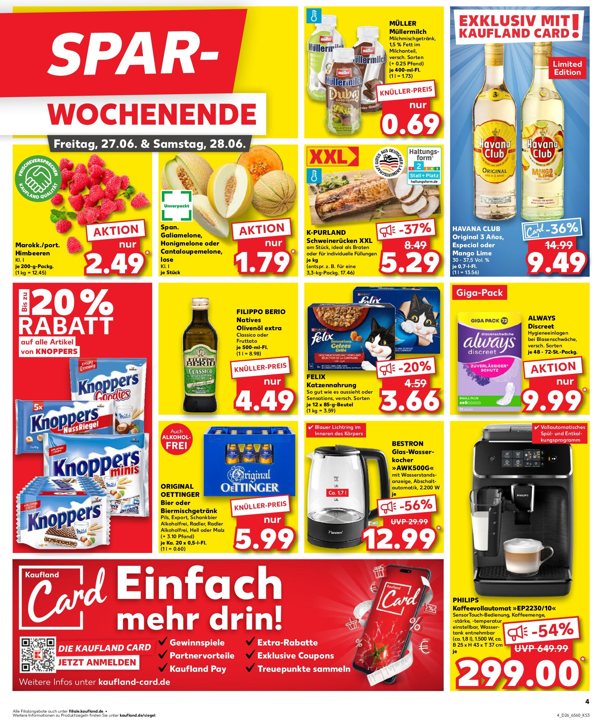 Prospekt Kaufland ab 26.06.2025 » Angebote Online zum Blättern | Seite: 4 | Produkte: Honigmelone, Müllermilch, Kaffeevollautomat, Muller mullermilch