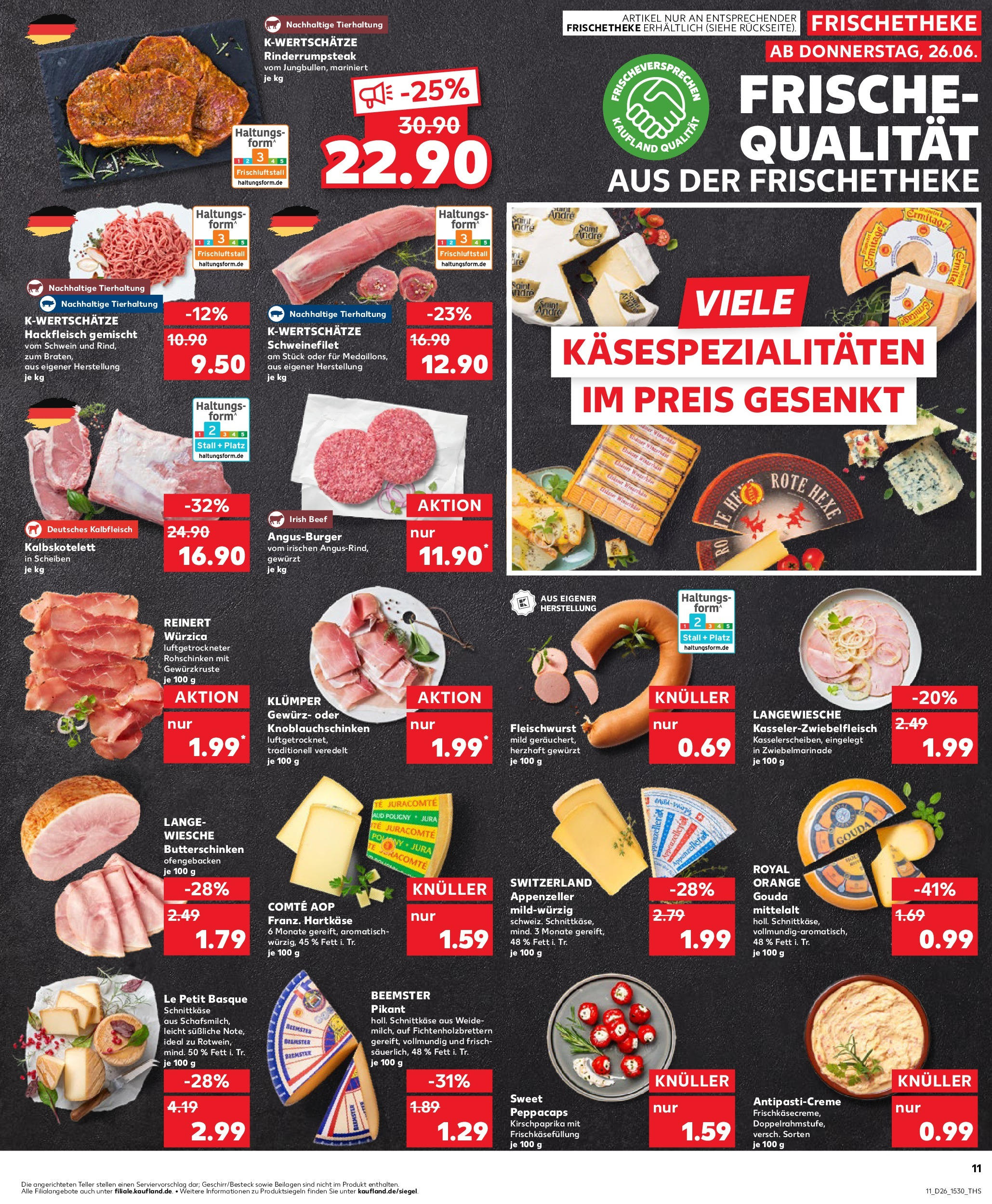 Prospekt Kaufland ab 25.06.2025 » Angebote Online zum Blättern | Seite: 11 | Produkte: Jura, Gouda, Burger, Schweinefilet