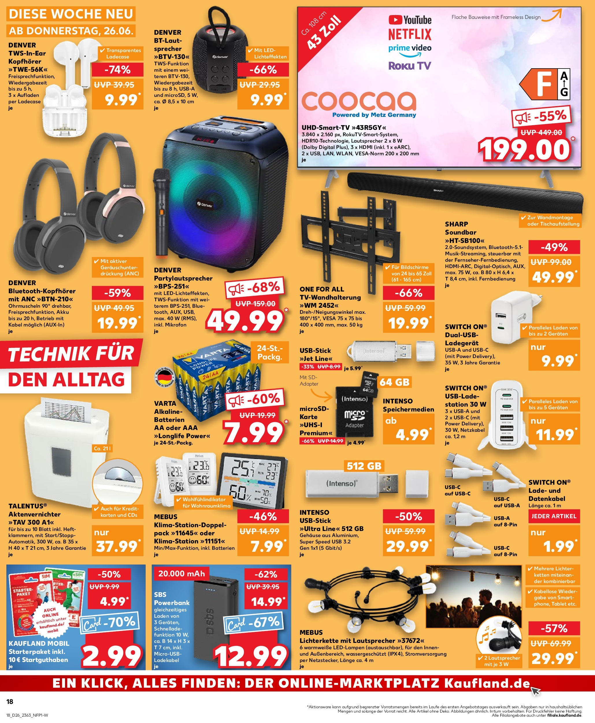 Prospekt Kaufland ab 25.06.2025 » Angebote Online zum Blättern | Seite: 18 | Produkte: Adapter, Lautsprecher, Ladegerät, Tablet