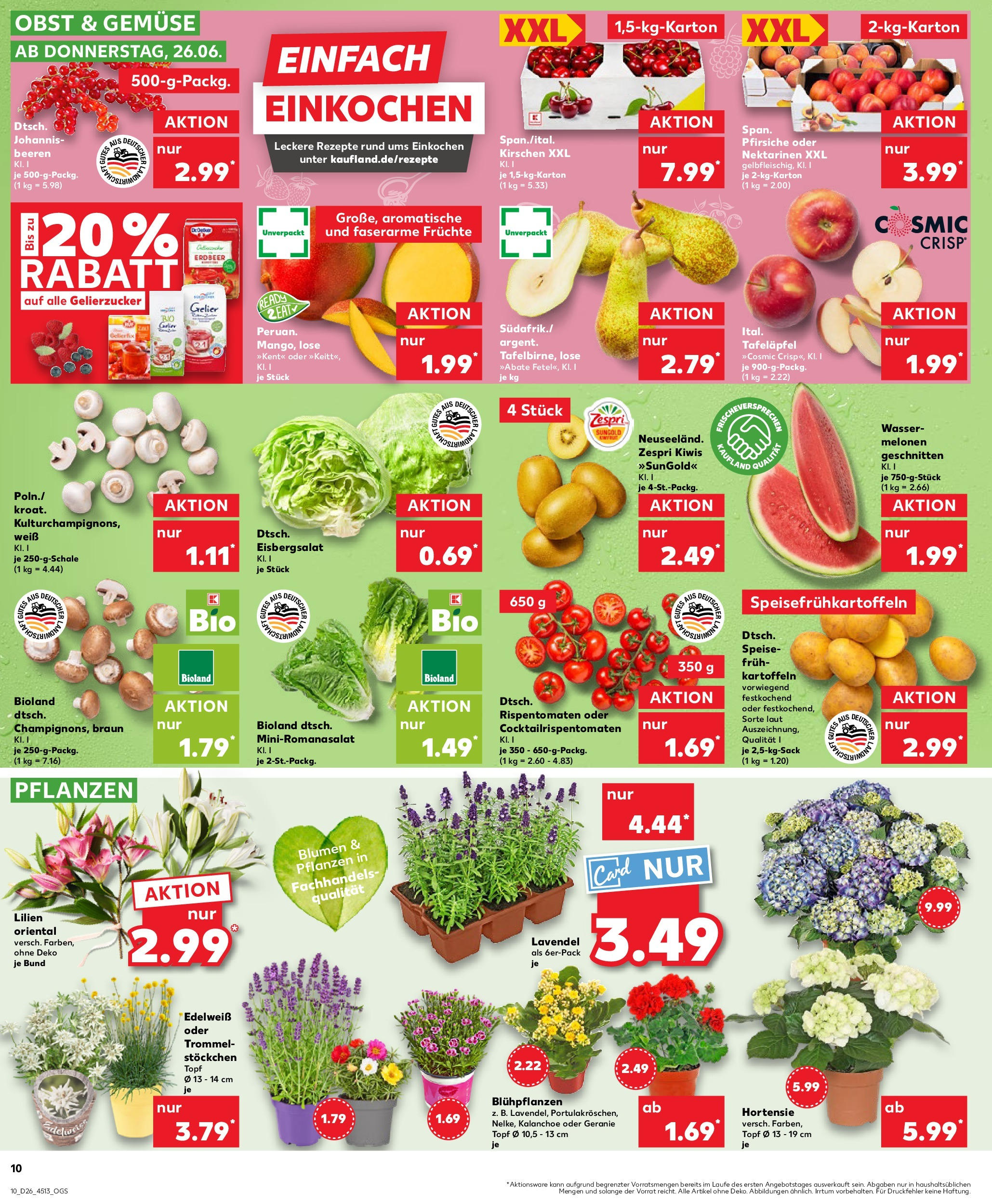 Prospekt Kaufland ab 26.06.2025 » Angebote Online zum Blättern | Seite: 10 | Produkte: Eisbergsalat, Kartoffeln, Lavendel, Kiwi
