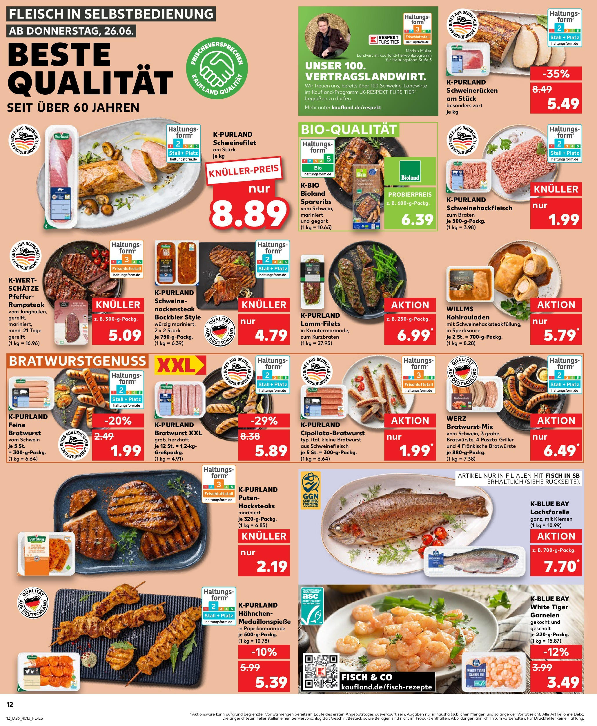 Prospekt Kaufland ab 25.06.2025 » Angebote Online zum Blättern | Seite: 12 | Produkte: Pfeffer, Schweinefleisch, Tiger garnelen, Fleisch