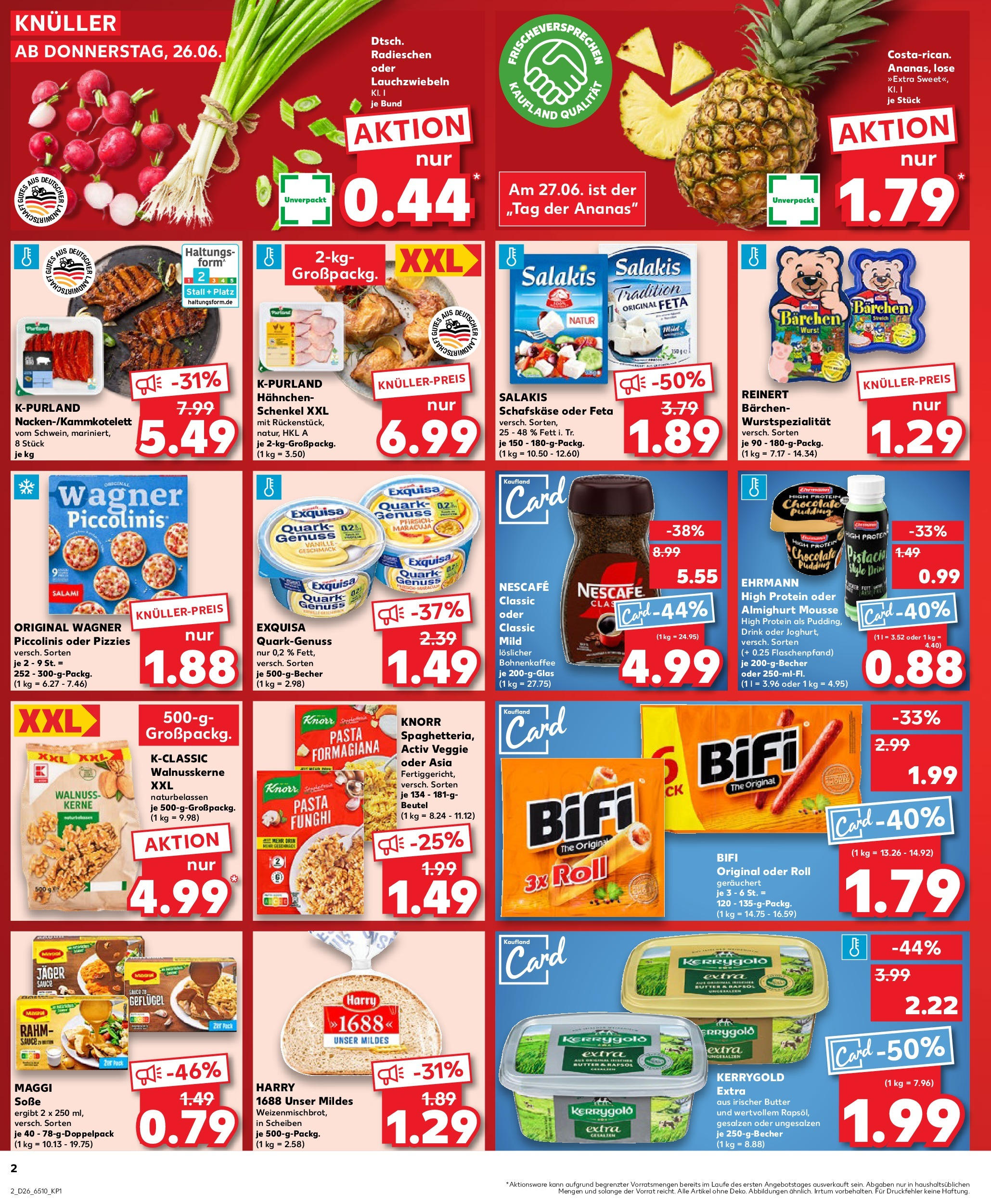 Prospekt Kaufland ab 26.06.2025 » Angebote Online zum Blättern | Seite: 2 | Produkte: Hahnchen, Rapsöl, Knorr, Schafskase