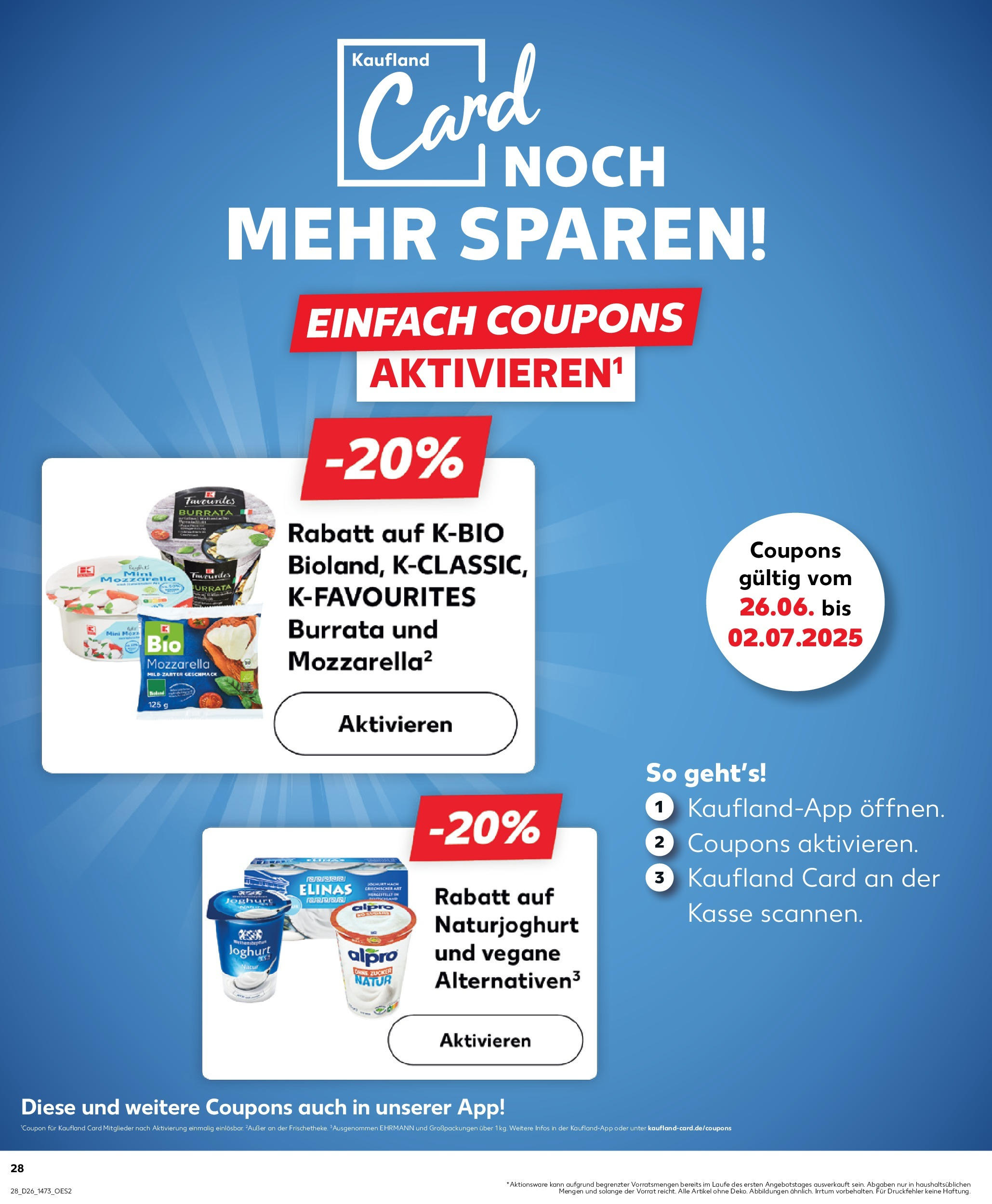 Prospekt Kaufland ab 25.06.2025 » Angebote Online zum Blättern | Seite: 28 | Produkte: Joghurt, Mozzarella, Burrata, Alpro