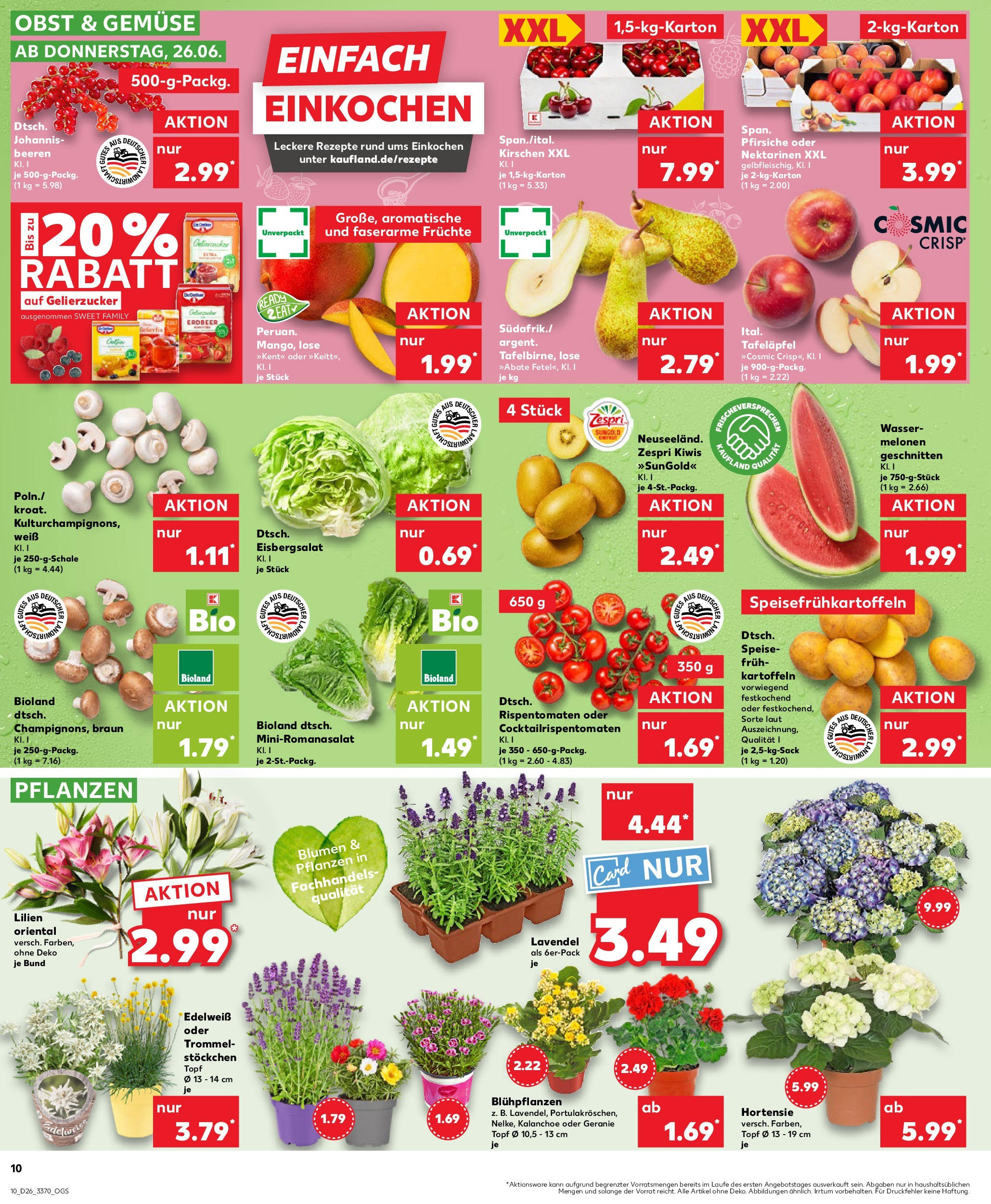 Prospekt Kaufland ab 25.06.2025 » Angebote Online zum Blättern | Seite: 10 | Produkte: Eisbergsalat, Kirschen, Gemüse, Kiwi