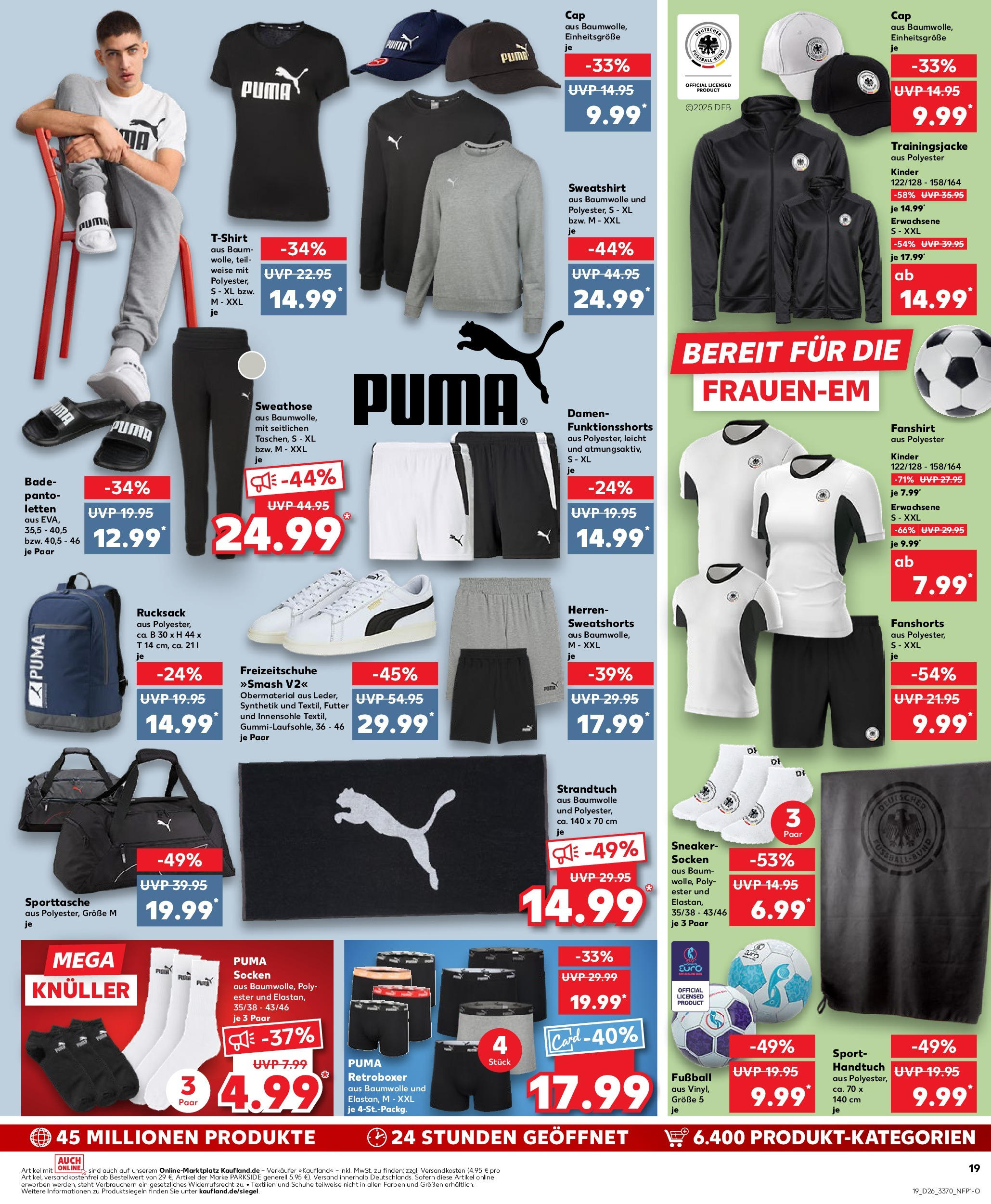 Prospekt Kaufland ab 25.06.2025 » Angebote Online zum Blättern | Seite: 19 | Produkte: Sweatshirt, Sweatshorts, Strandtuch, Socken