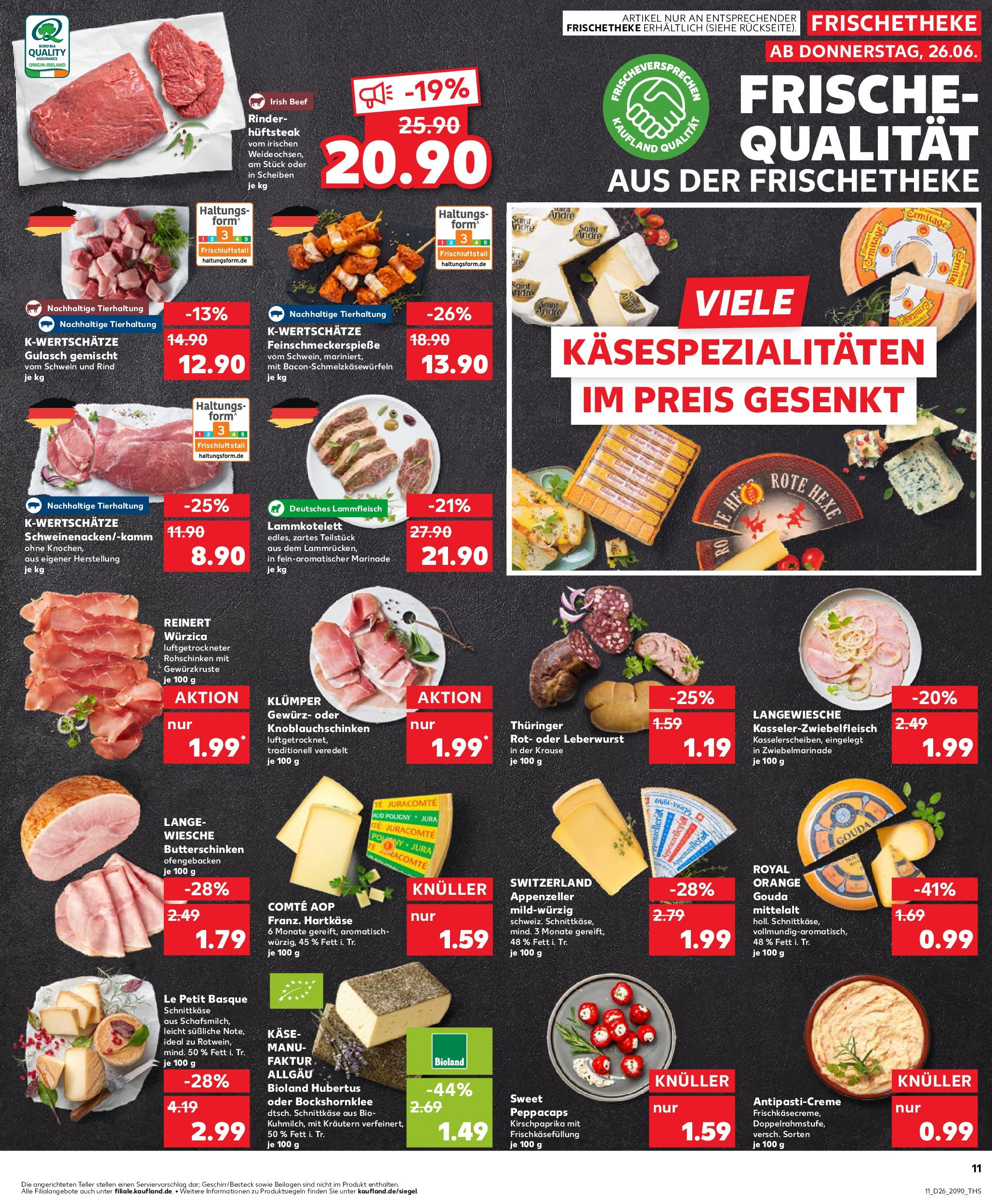 Prospekt Kaufland ab 25.06.2025 » Angebote Online zum Blättern | Seite: 11 | Produkte: Butter, Käse, Gouda, Steak
