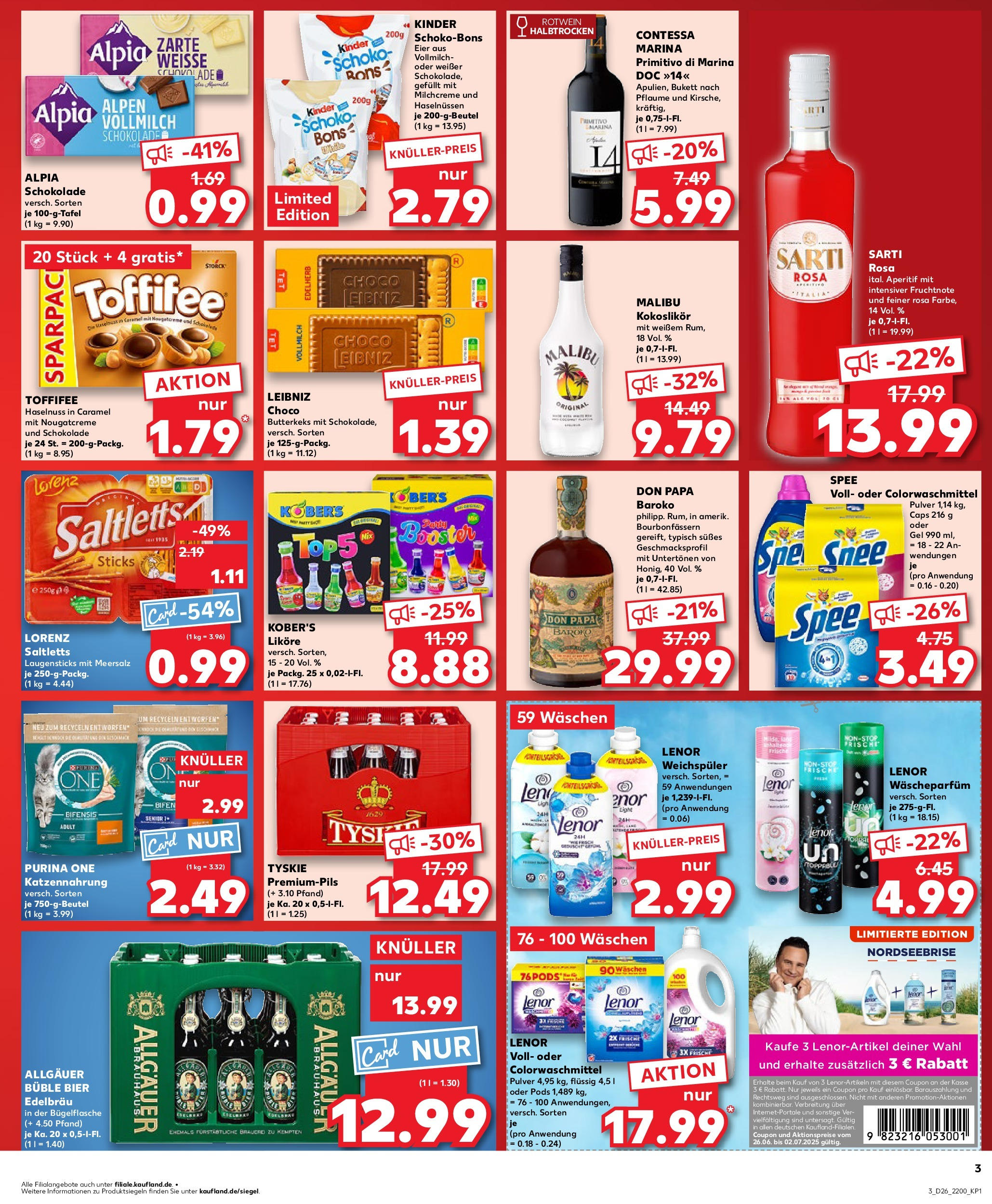 Prospekt Kaufland ab 25.06.2025 » Angebote Online zum Blättern | Seite: 3 | Produkte: Lenor, Tyskie, Eier, Spee