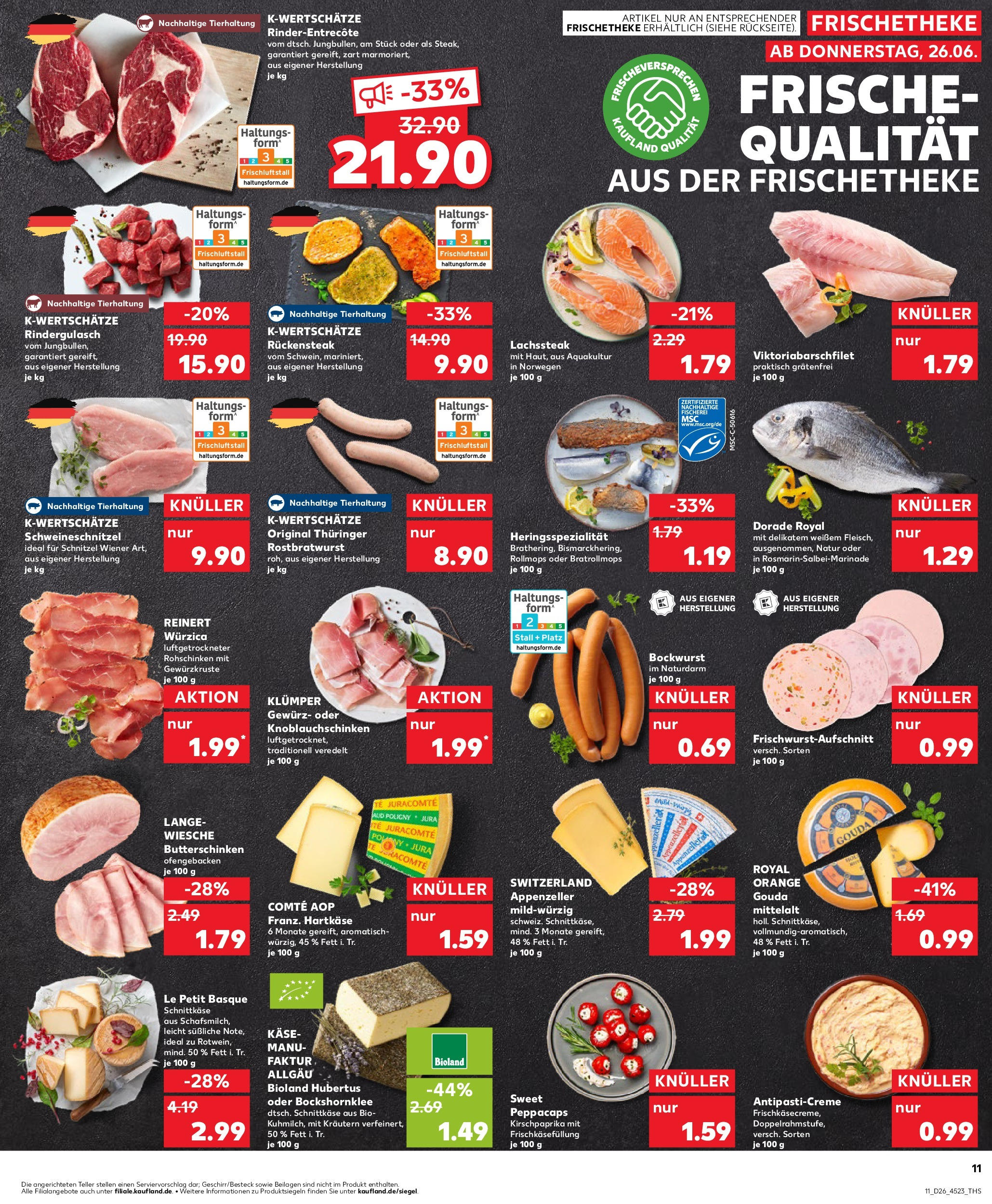 Prospekt Kaufland ab 25.06.2025 » Angebote Online zum Blättern | Seite: 11 | Produkte: Dorade, Butter, Gouda, Schnitzel
