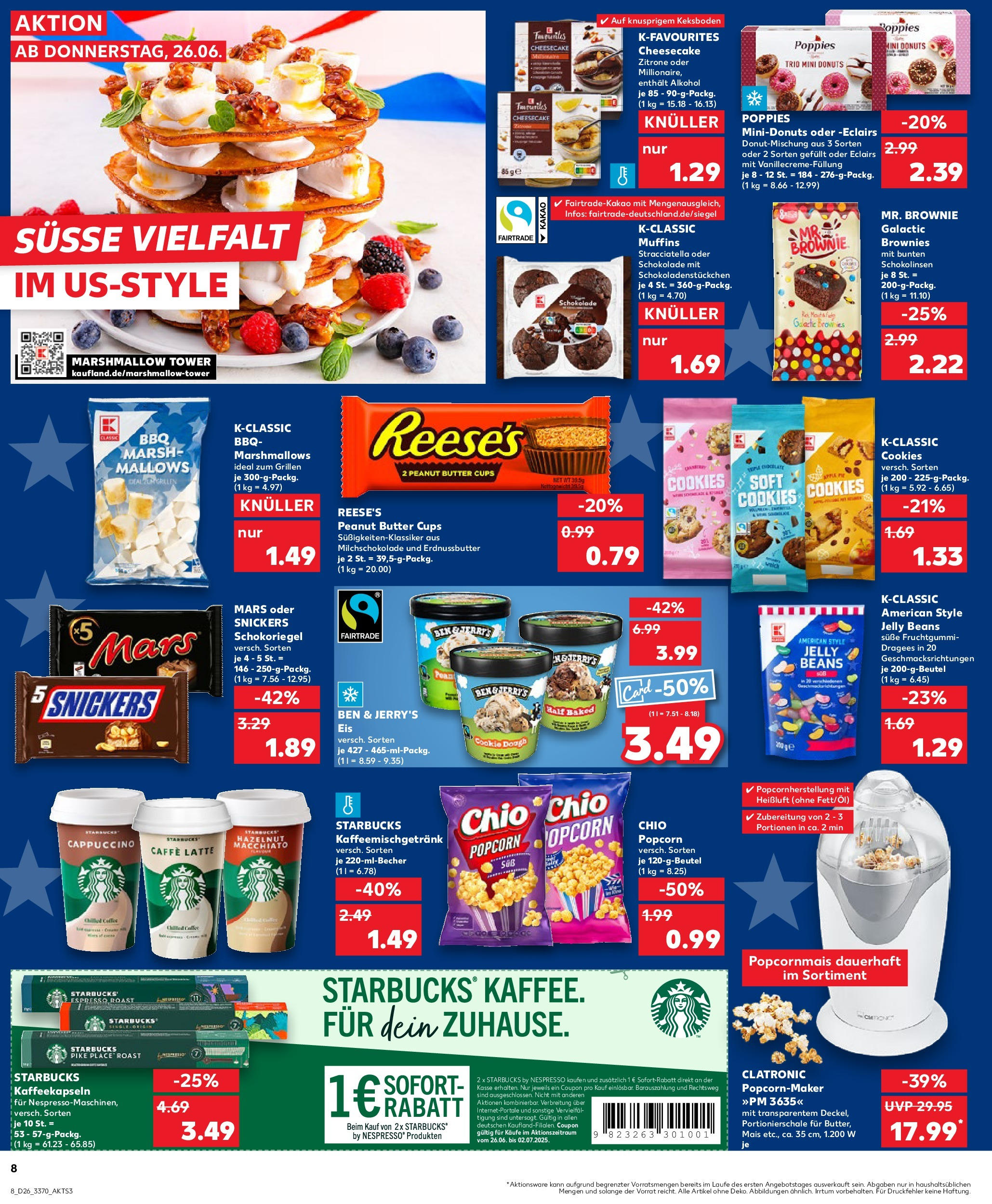Prospekt Kaufland ab 25.06.2025 » Angebote Online zum Blättern | Seite: 8 | Produkte: Butter, Starbucks, Ben & Jerry's, Eis