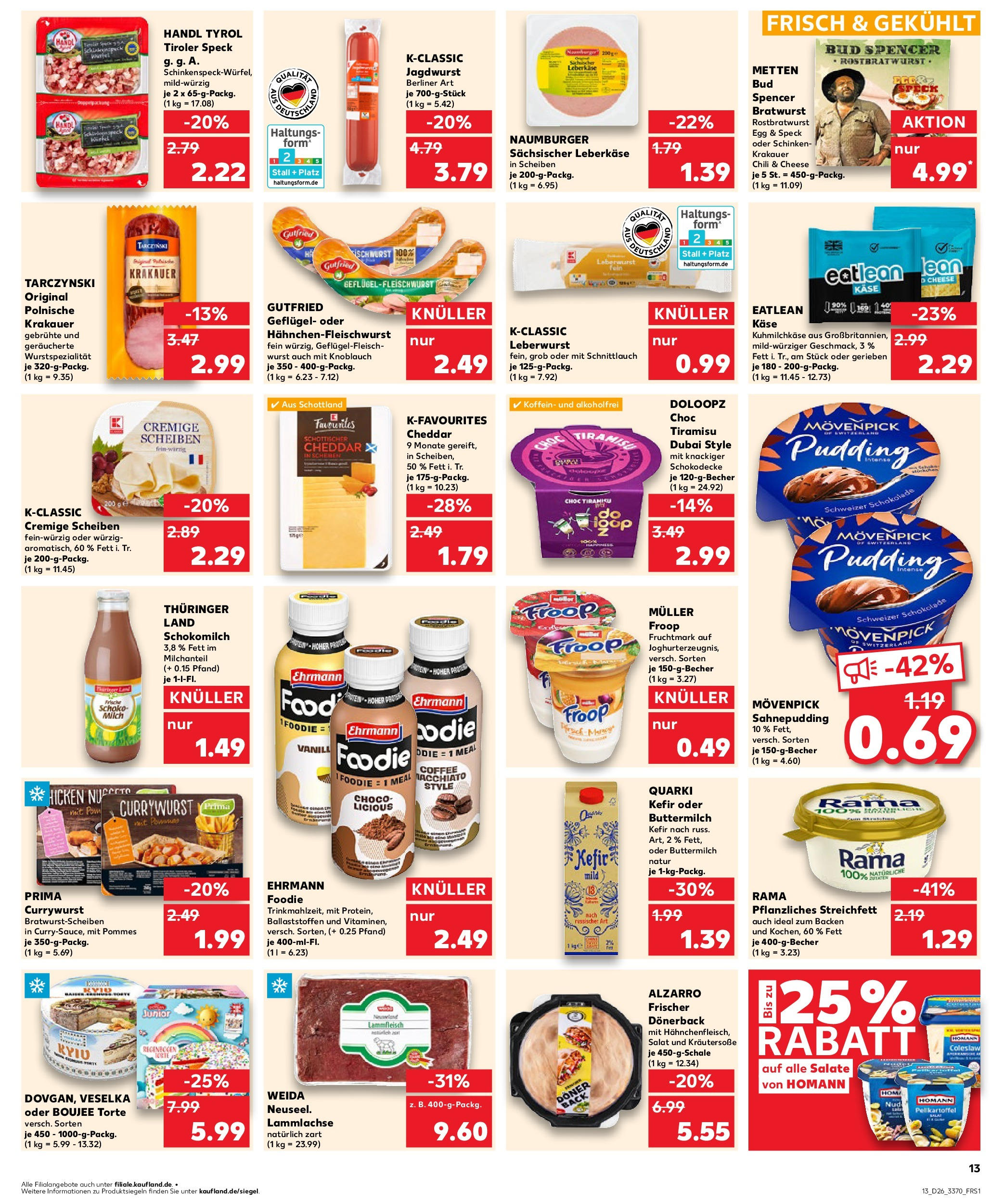 Prospekt Kaufland ab 25.06.2025 » Angebote Online zum Blättern | Seite: 13 | Produkte: Froop, Pommes, Pudding, Salat