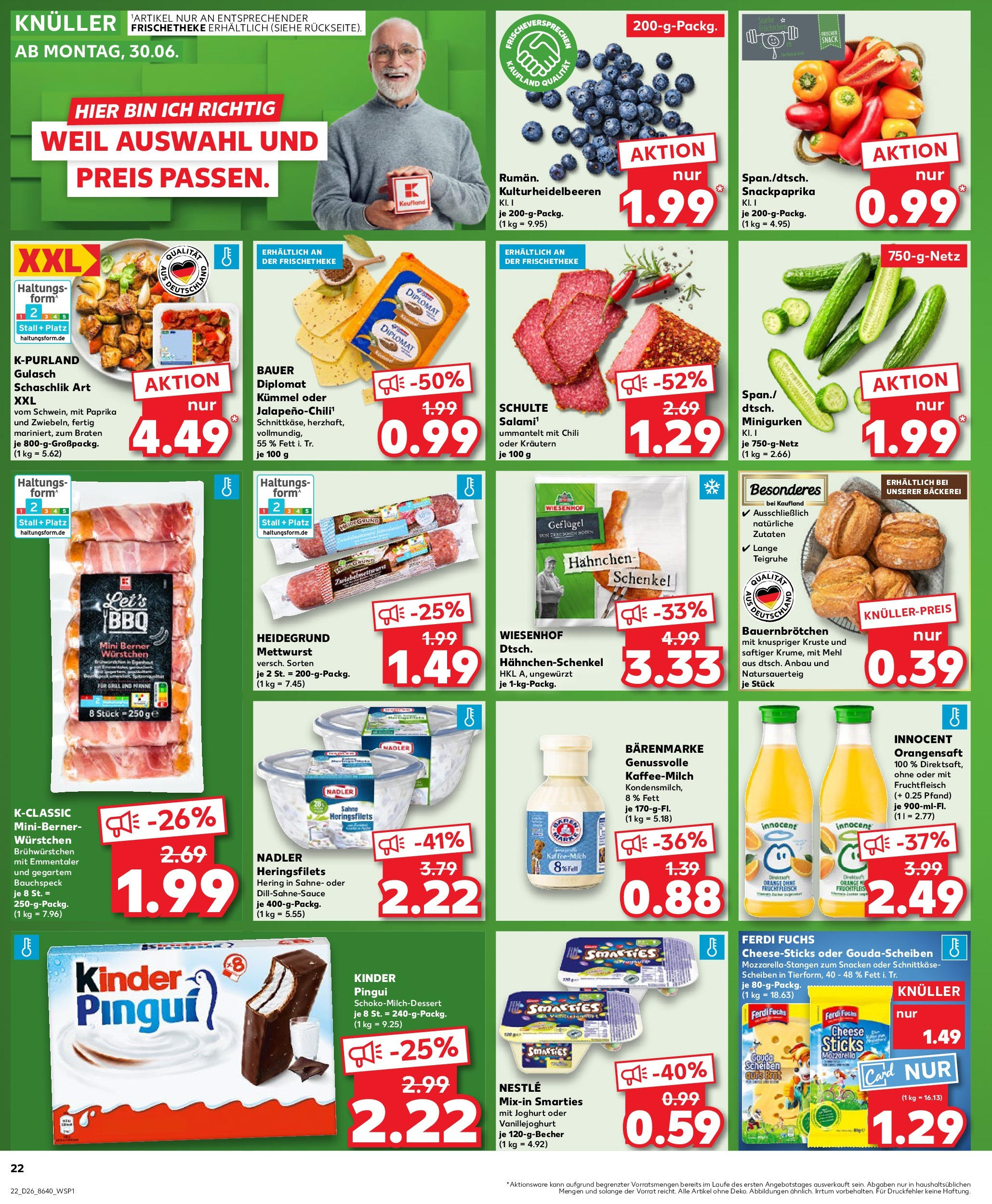 Prospekt Kaufland ab 25.06.2025 » Angebote Online zum Blättern | Seite: 22 | Produkte: Joghurt, Smarties, Paprika, Brot