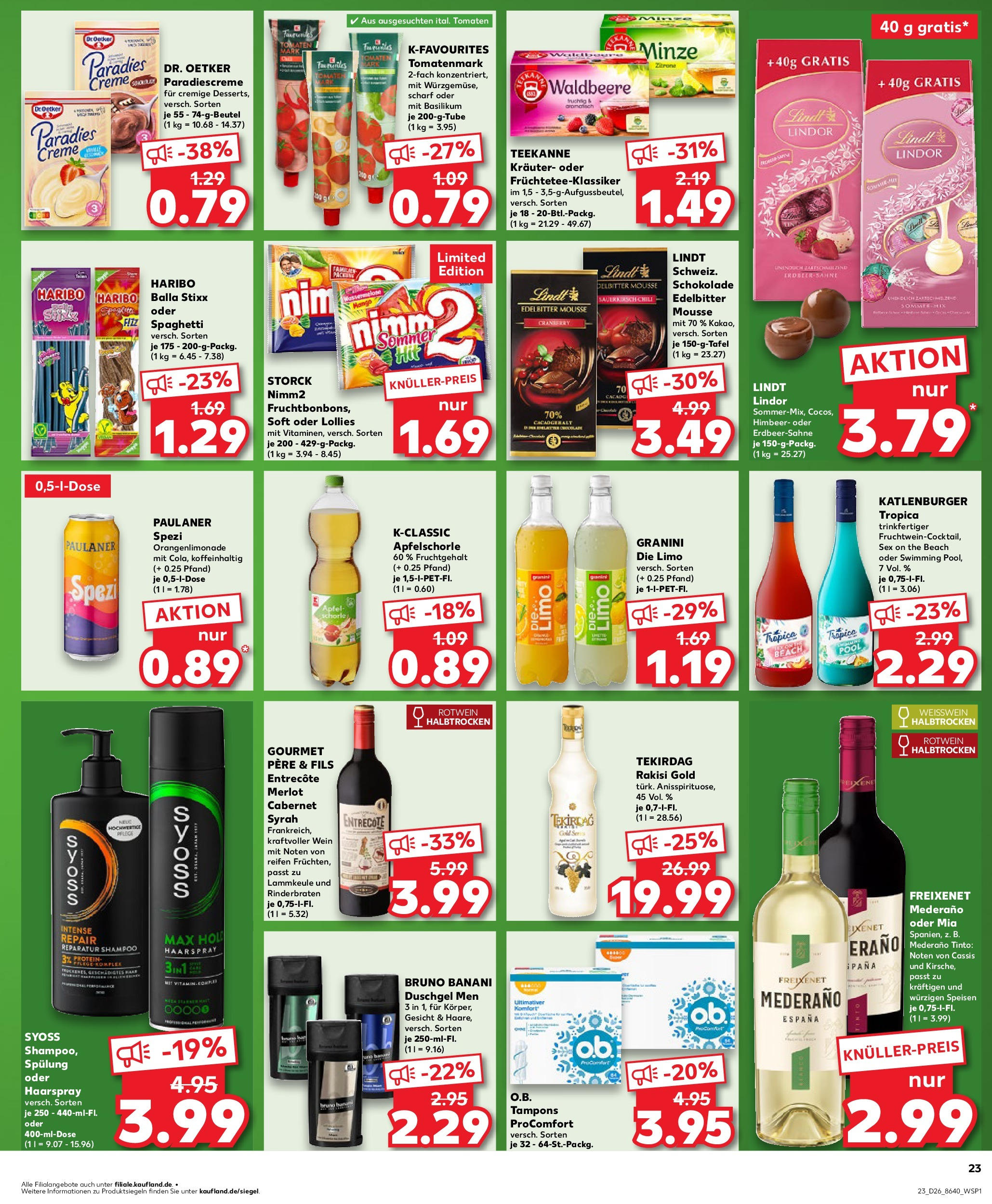 Prospekt Kaufland ab 25.06.2025 » Angebote Online zum Blättern | Seite: 23 | Produkte: Weißwein halbtrocken, Freixenet mederano, Zitrone, Lindt