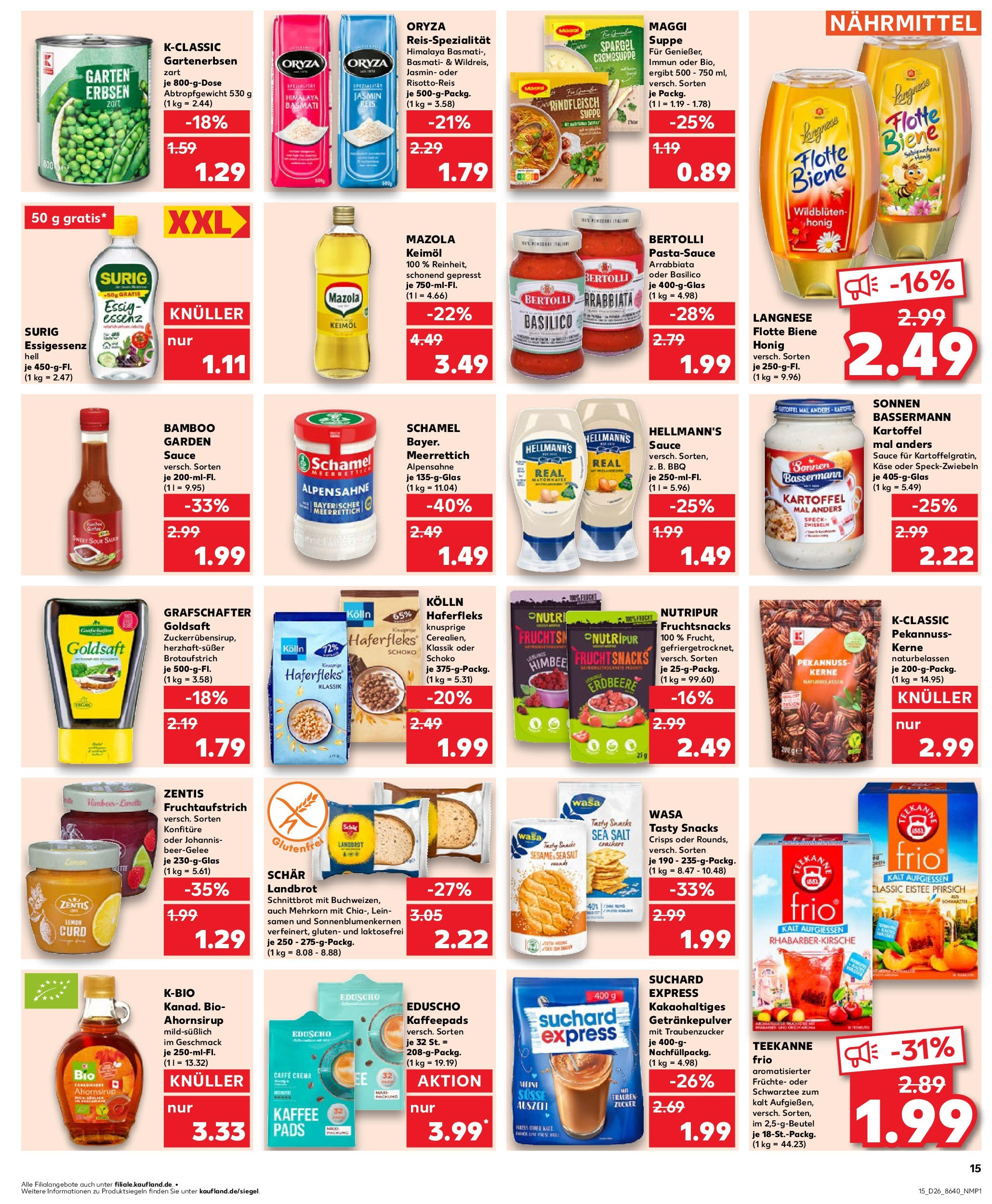 Prospekt Kaufland ab 25.06.2025 » Angebote Online zum Blättern | Seite: 15 | Produkte: Langnese, Pfirsich, Maggi suppe, Reis