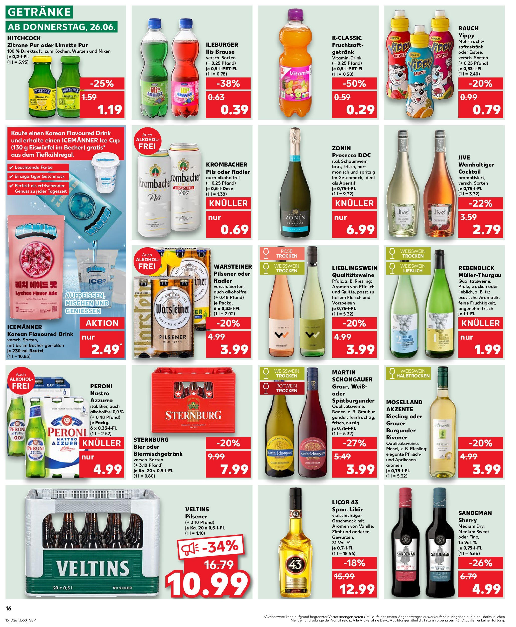 Prospekt Kaufland ab 25.06.2025 » Angebote Online zum Blättern | Seite: 16 | Produkte: Rotwein trocken, Weißwein trocken, Warsteiner, Krombacher