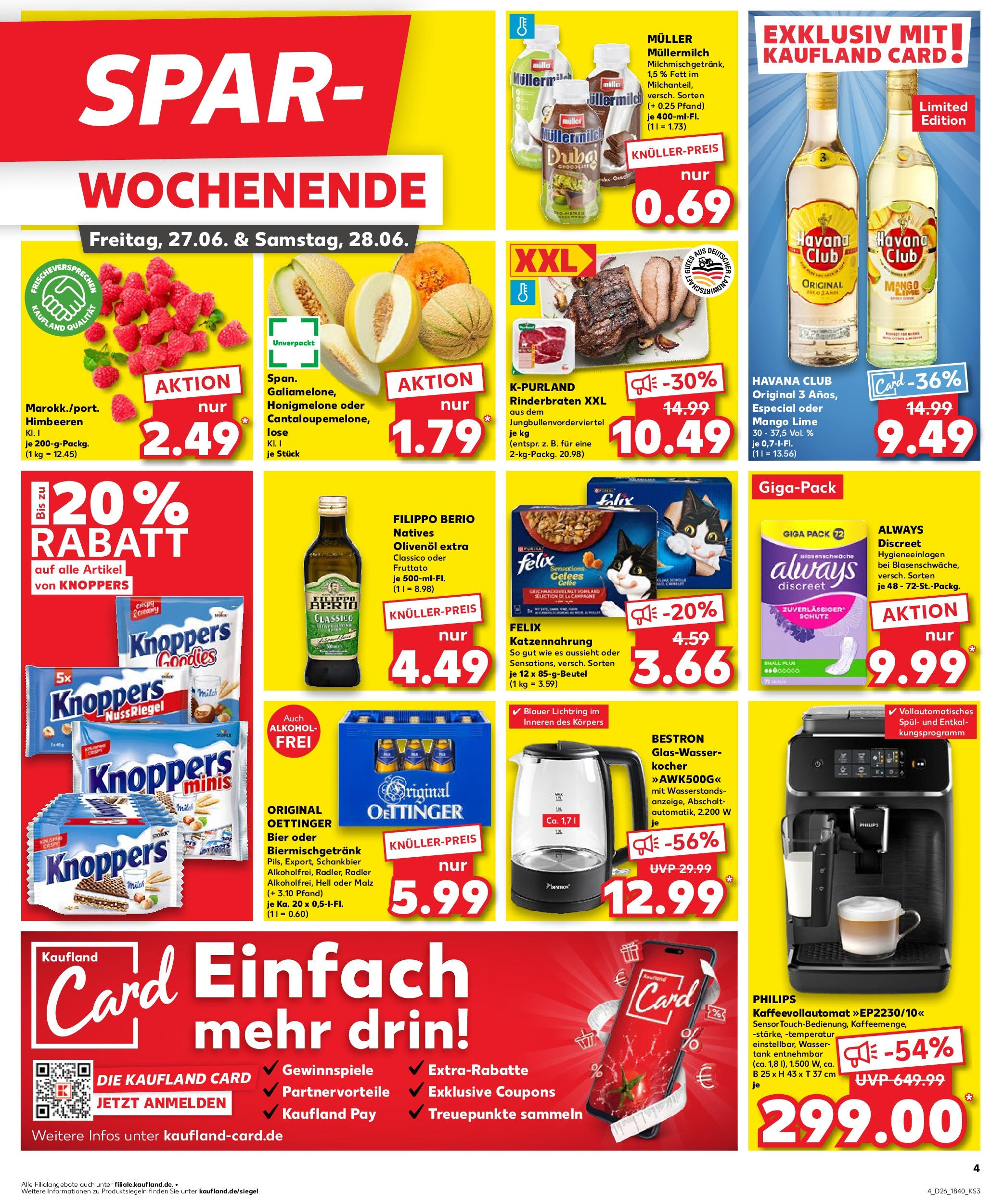 Prospekt Kaufland ab 25.06.2025 » Angebote Online zum Blättern | Seite: 4 | Produkte: Olivenol, Radler, Wasser, Knoppers