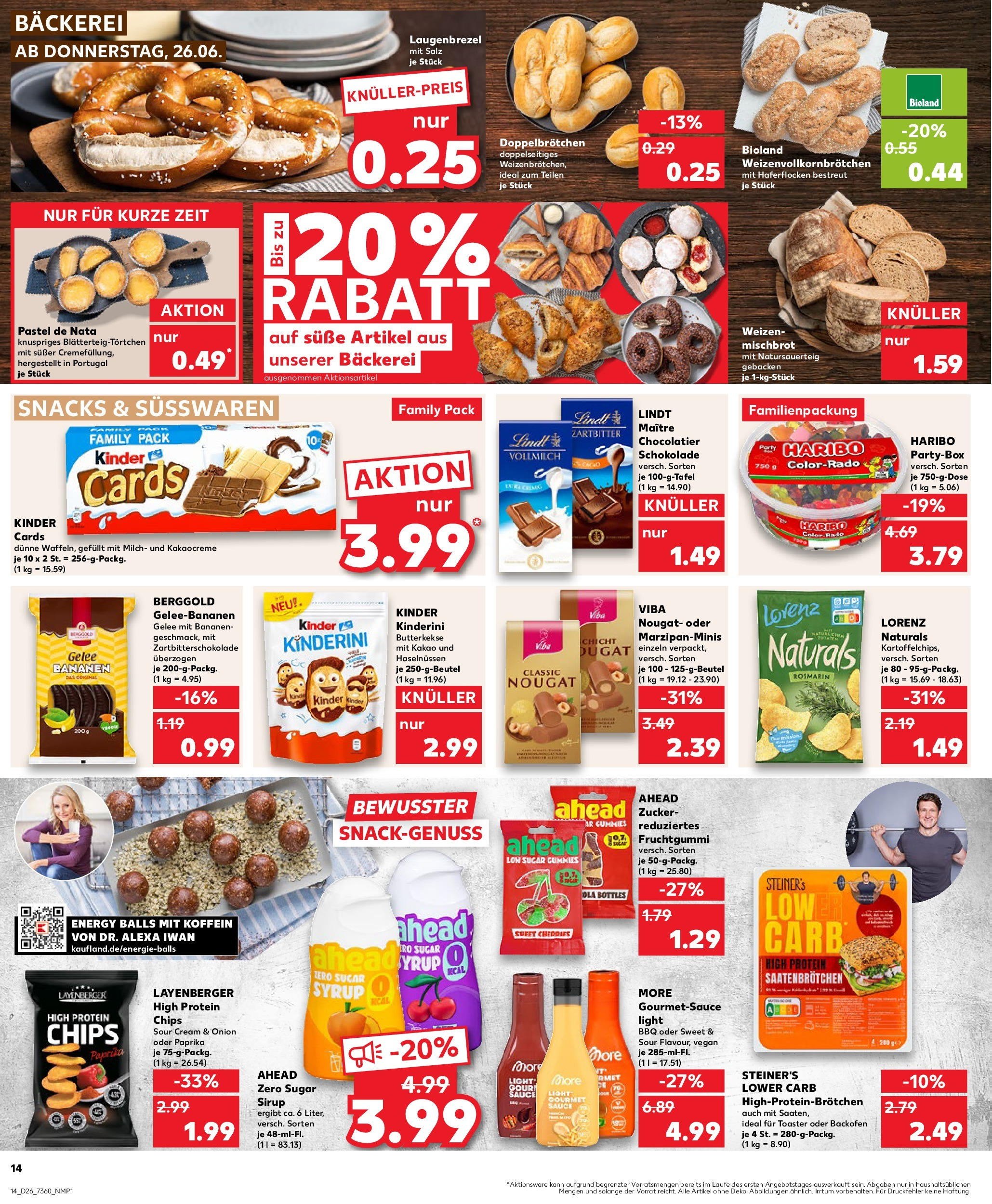 Prospekt Kaufland ab 25.06.2025 » Angebote Online zum Blättern | Seite: 14 | Produkte: Schokolade, Bananen, Salz, Zucker