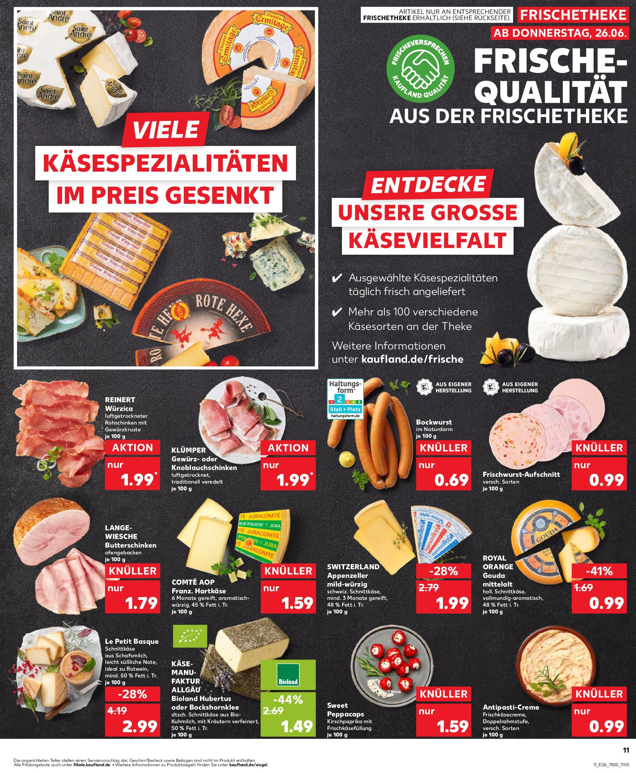Prospekt Kaufland ab 25.06.2025 » Angebote Online zum Blättern | Seite: 11 | Produkte: Bockwurst, Käse, Theke, Gouda