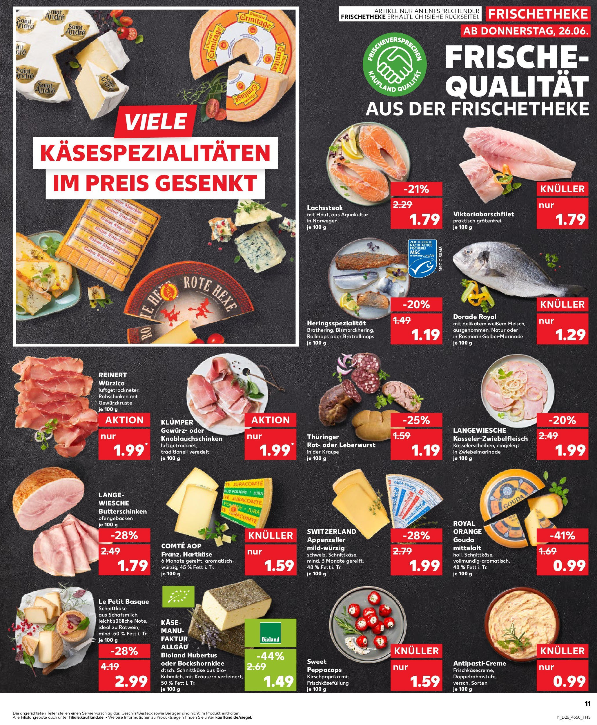 Prospekt Kaufland ab 25.06.2025 » Angebote Online zum Blättern | Seite: 11 | Produkte: Dorade, Käse, Gouda