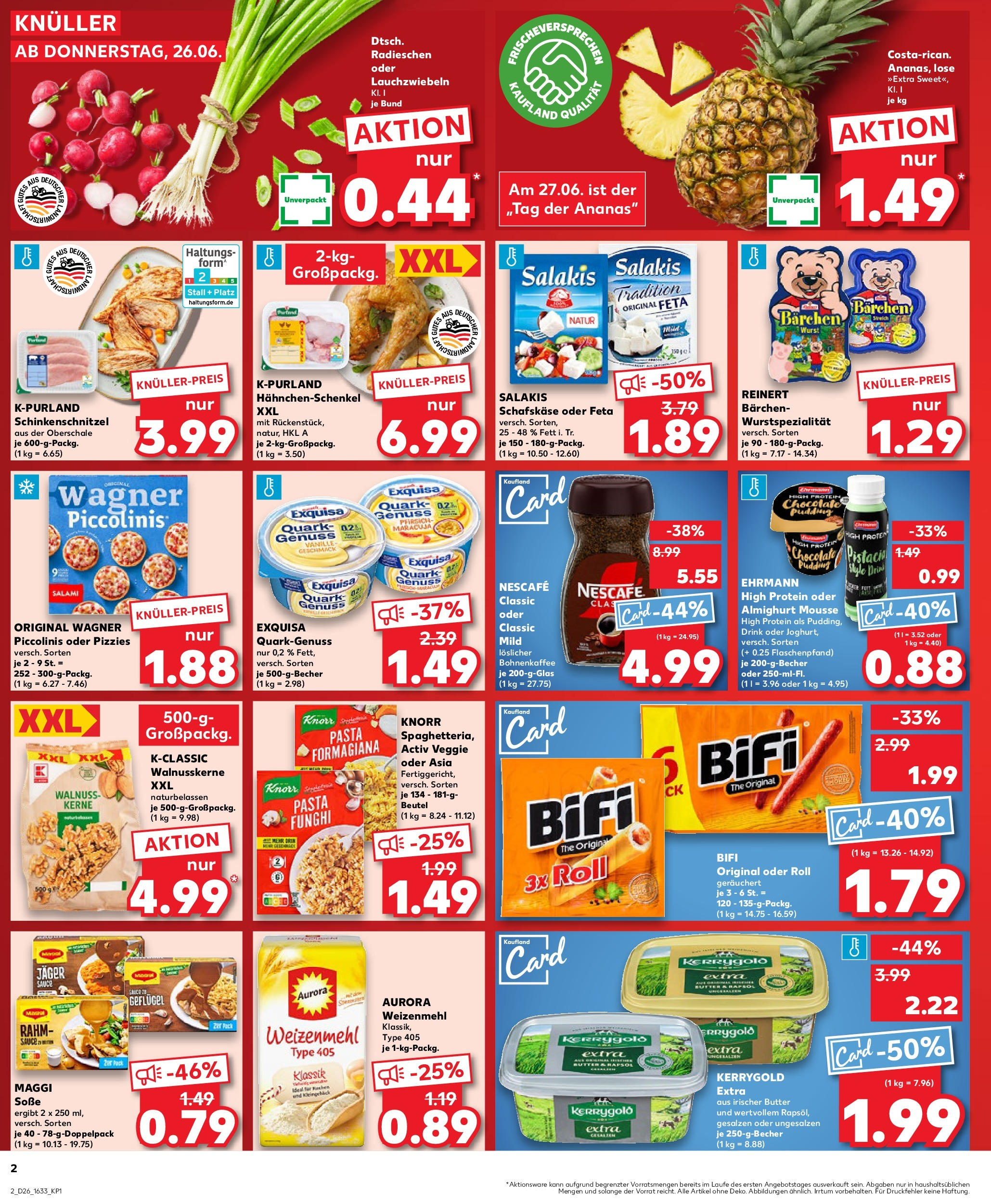 Prospekt Kaufland ab 26.06.2025 » Angebote Online zum Blättern | Seite: 2 | Produkte: Hahnchenschenkel, Bifi, Knorr, Pfirsich