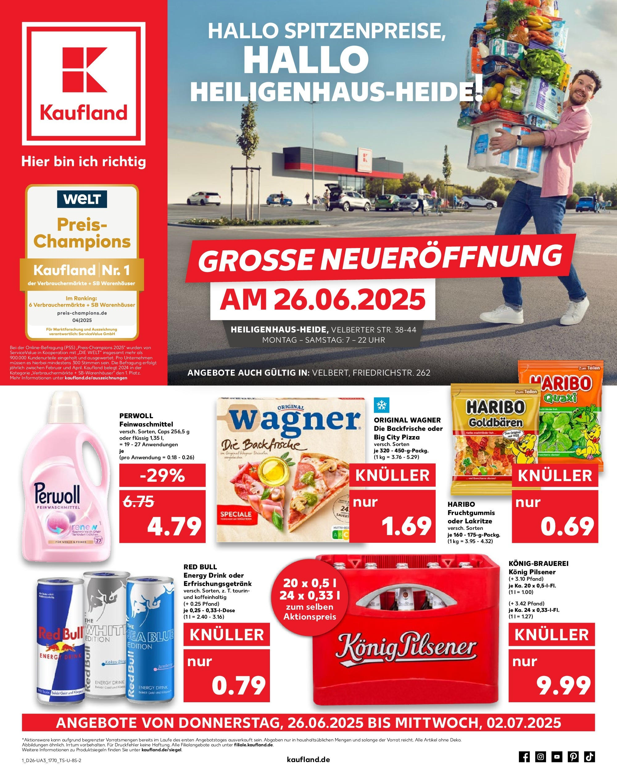 Prospekt Kaufland ab 25.06.2025 » Angebote Online zum Blättern | Seite: 1 | Produkte: Red bull, Konig pilsener, Haribo, Pizza