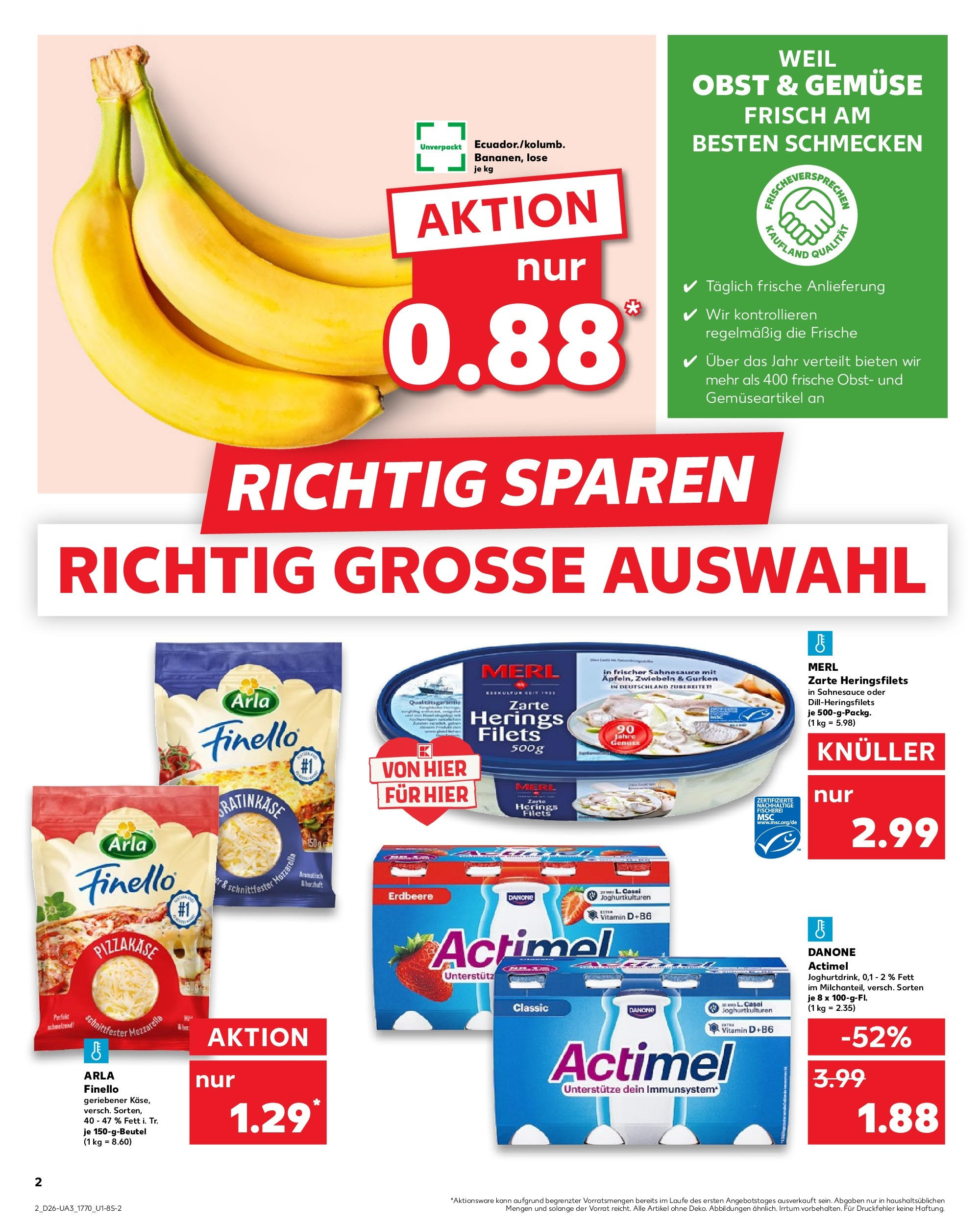 Prospekt Kaufland ab 25.06.2025 » Angebote Online zum Blättern | Seite: 2 | Produkte: Actimel, Mozzarella, Zwiebeln, Gemüse