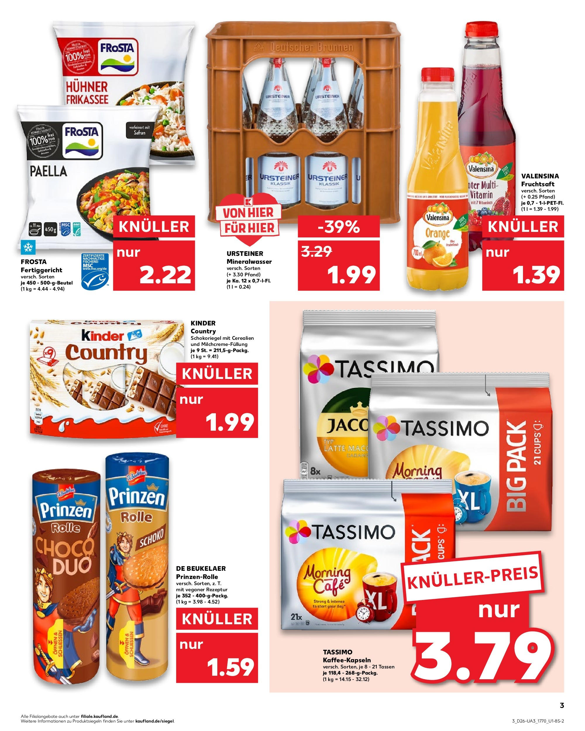 Prospekt Kaufland ab 25.06.2025 » Angebote Online zum Blättern | Seite: 3 | Produkte: Mineralwasser, Frosta, Valensina, Tassimo