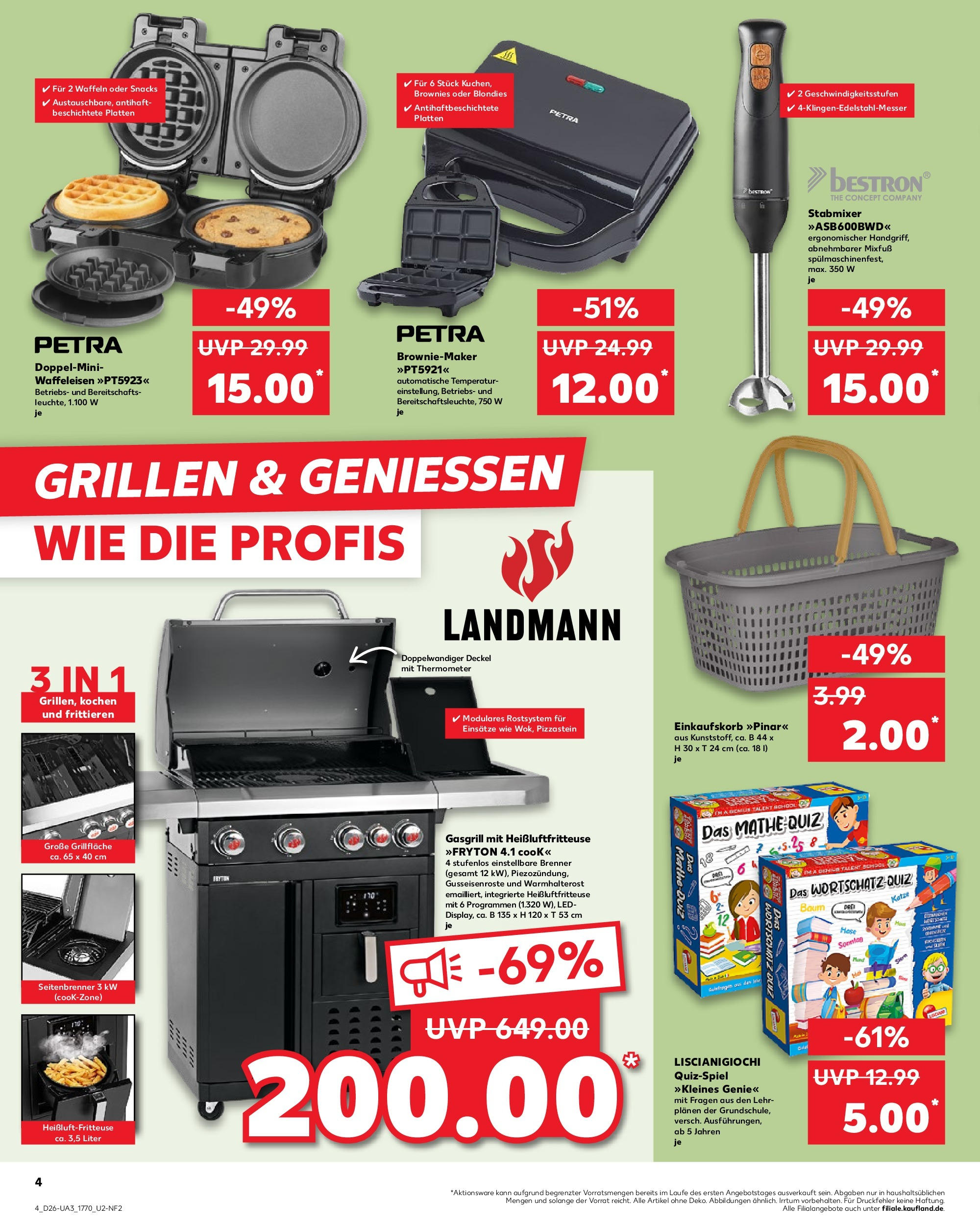 Prospekt Kaufland ab 25.06.2025 » Angebote Online zum Blättern | Seite: 4 | Produkte: Grill, Thermometer, Waffeleisen, Heißluftfritteuse