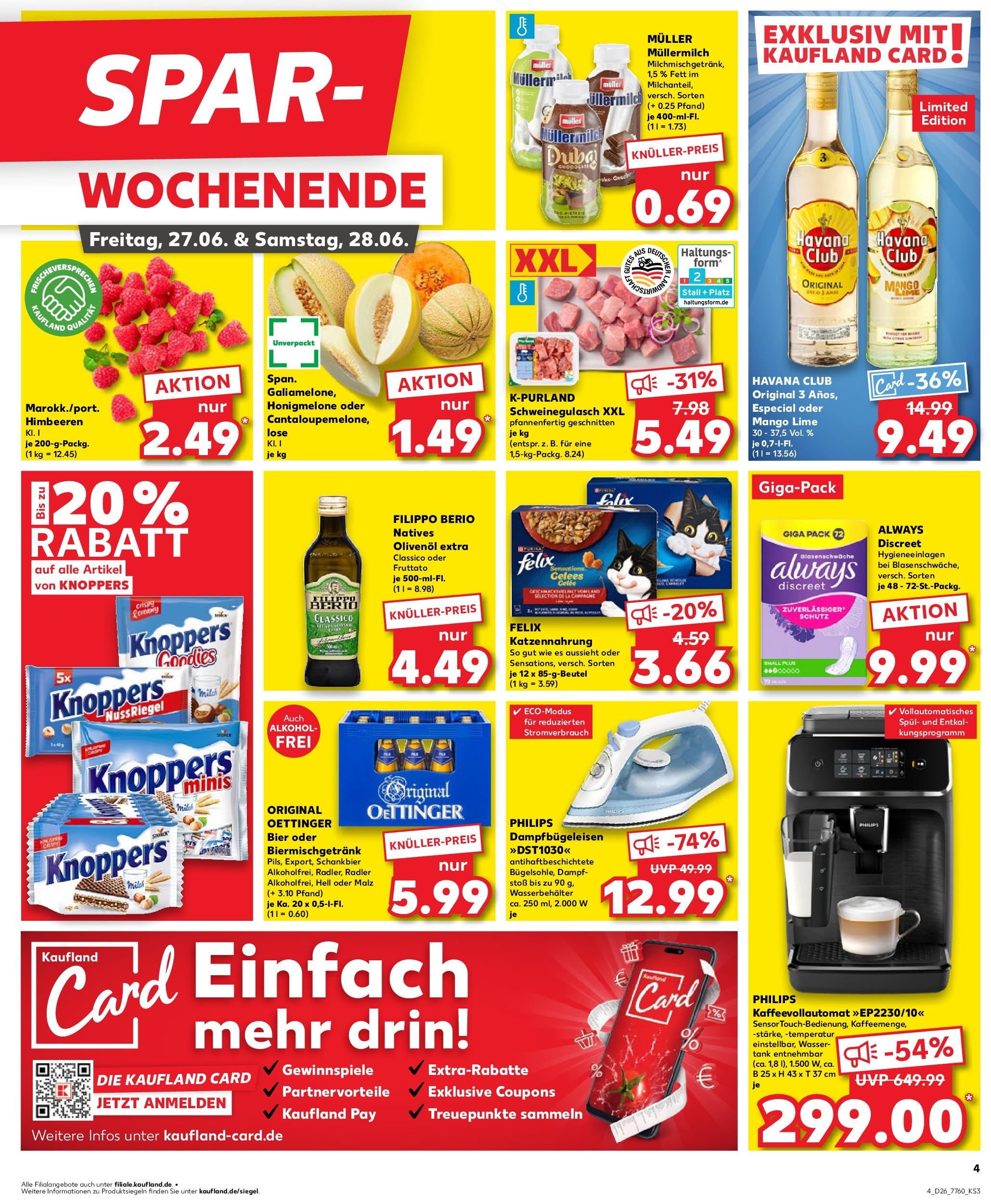 Prospekt Kaufland ab 25.06.2025 » Angebote Online zum Blättern | Seite: 4 | Produkte: Himbeeren, Havana club, Rum, Olivenol
