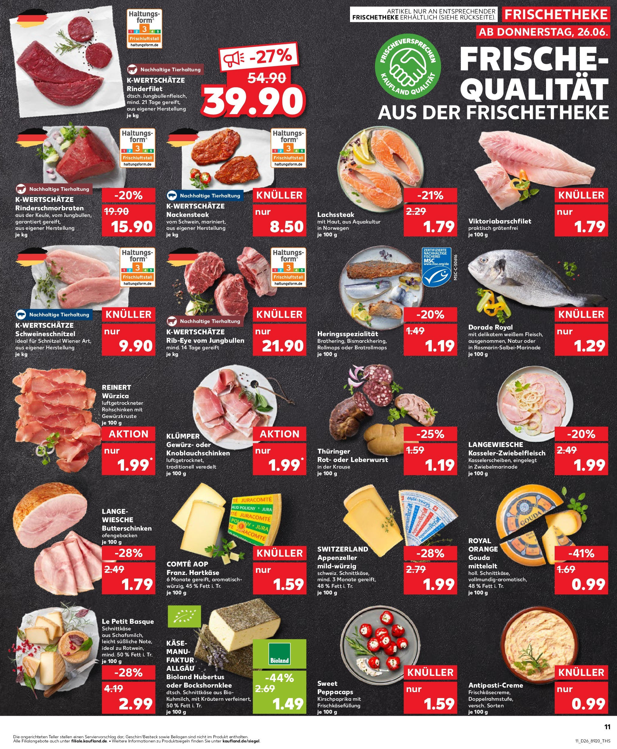 Prospekt Kaufland ab 25.06.2025 » Angebote Online zum Blättern | Seite: 11 | Produkte: Dorade, Käse, Gouda, Schnitzel