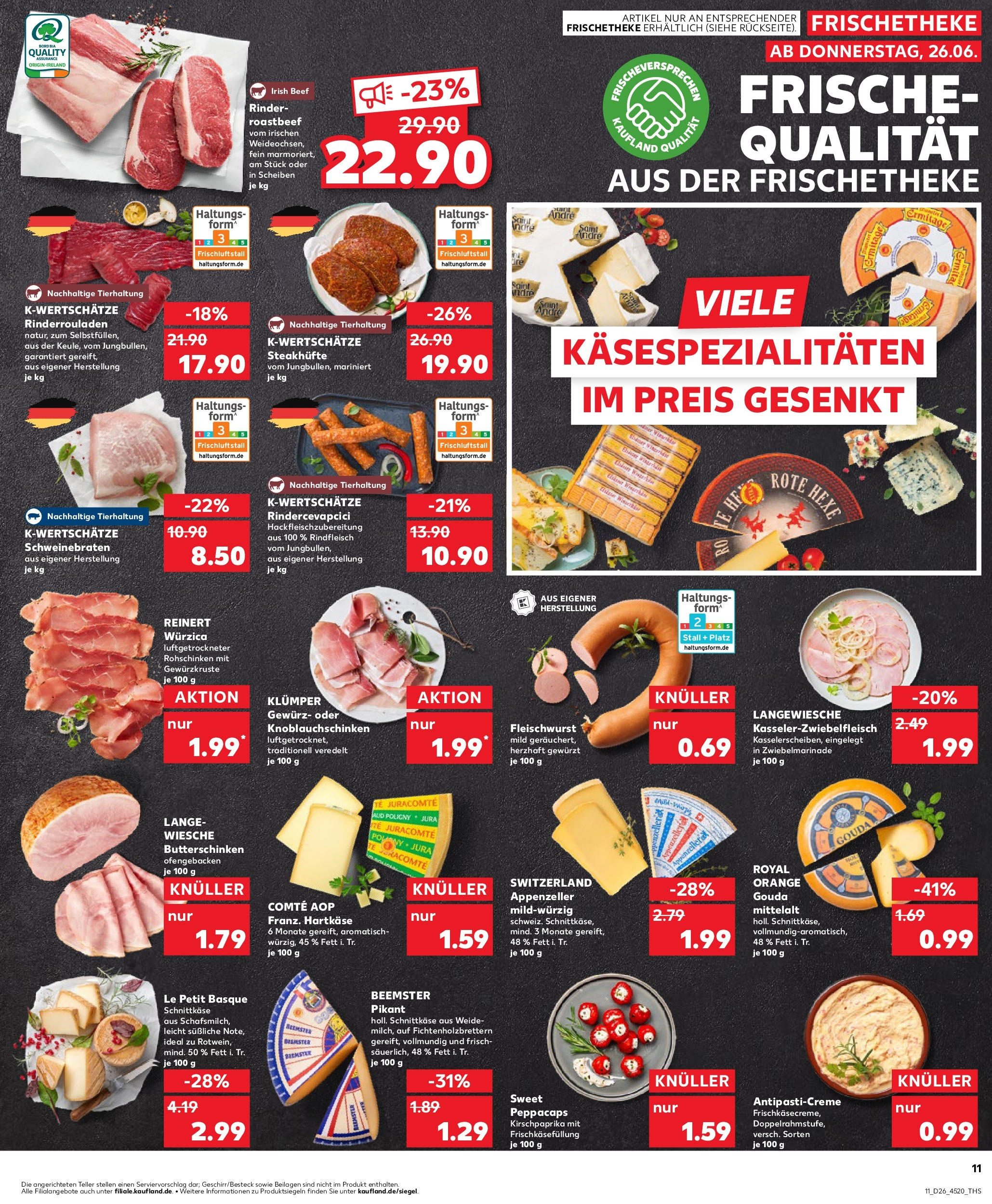 Prospekt Kaufland ab 25.06.2025 » Angebote Online zum Blättern | Seite: 11 | Produkte: Gouda, Cevapcici, Roastbeef, Steak