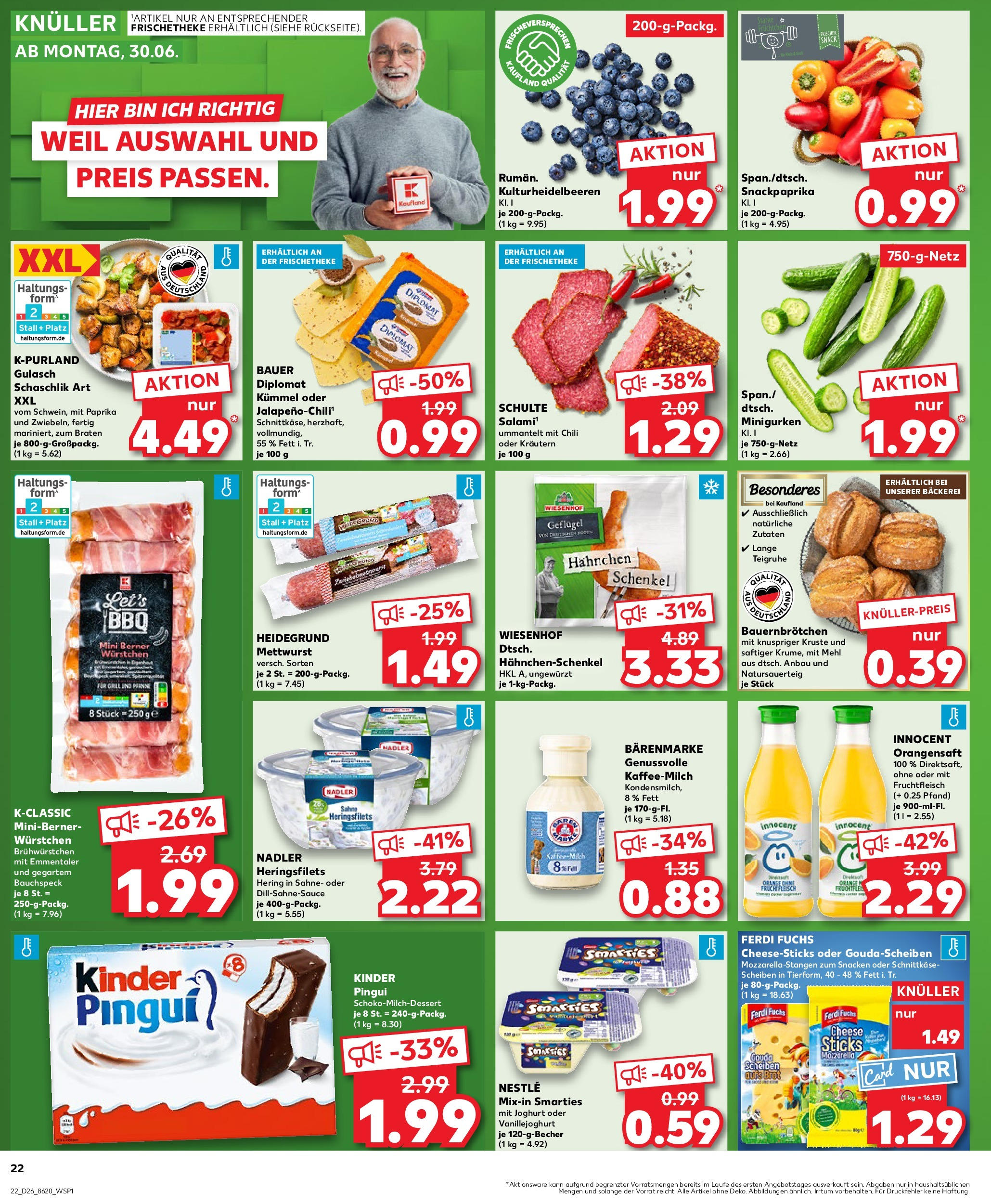 Prospekt Kaufland ab 26.06.2025 » Angebote Online zum Blättern | Seite: 22 | Produkte: Grill, Hahnchen, Hahnchenschenkel, Orangensaft