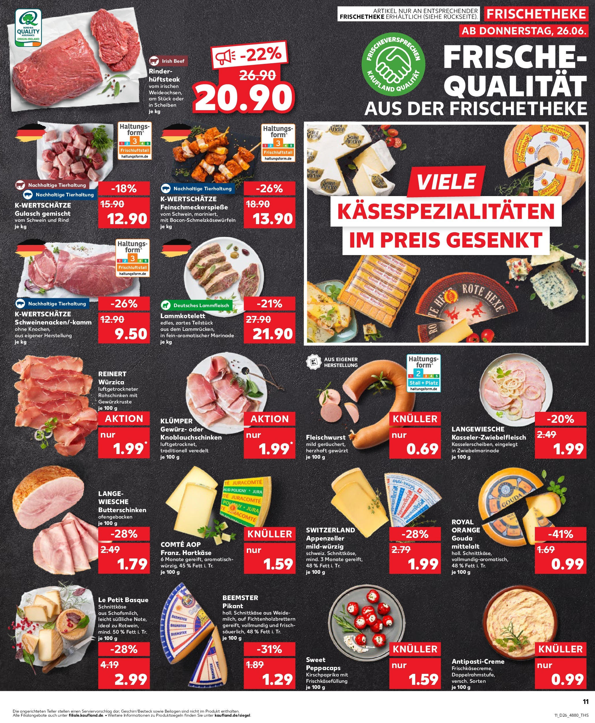 Prospekt Kaufland ab 25.06.2025 » Angebote Online zum Blättern | Seite: 11 | Produkte: Gouda, Gulasch, Steak