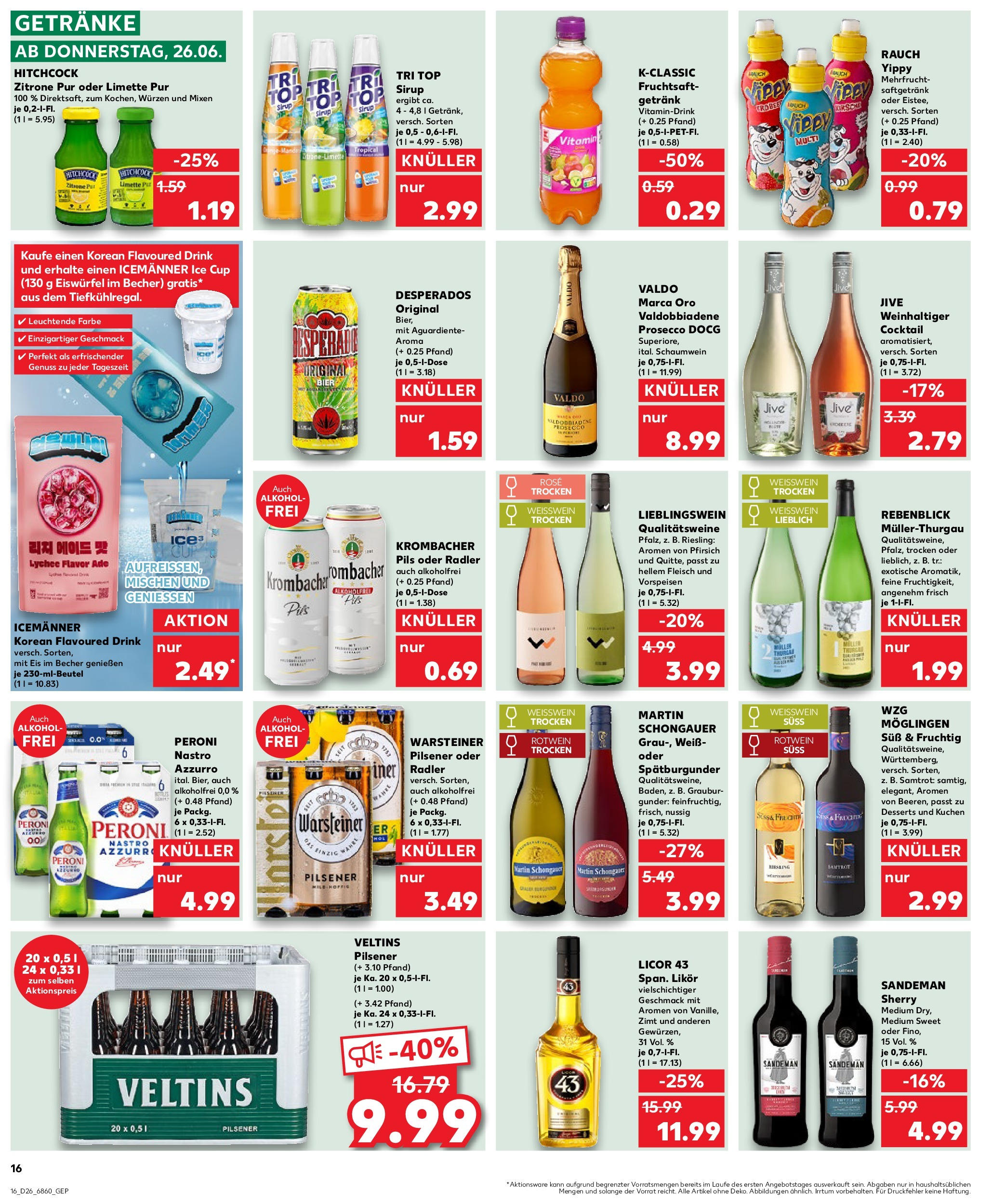 Prospekt Kaufland ab 25.06.2025 » Angebote Online zum Blättern | Seite: 16 | Produkte: Top, Radler, Pfirsich, Kuchen