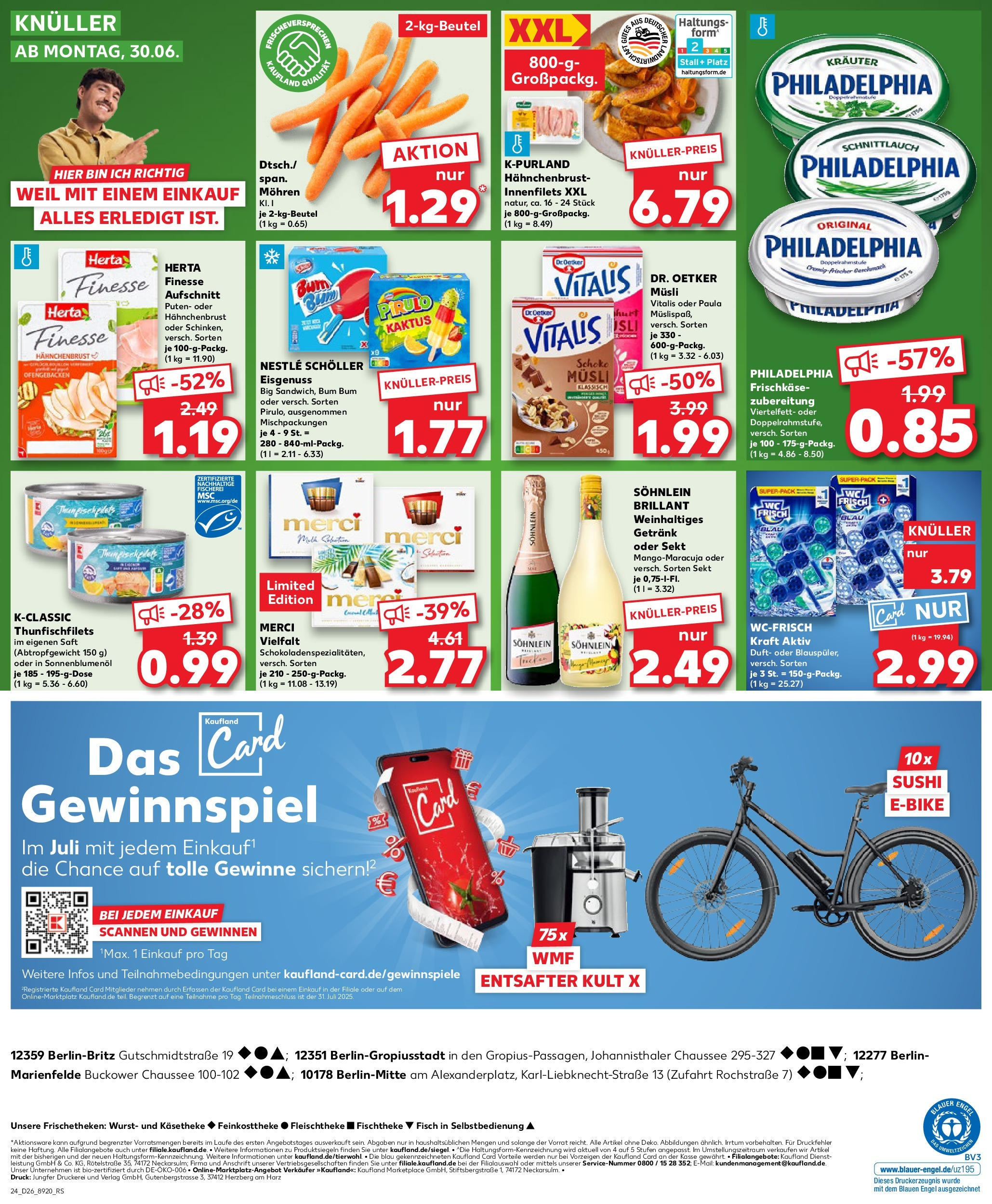 Prospekt Kaufland ab 25.06.2025 » Angebote Online zum Blättern | Seite: 24 | Produkte: Merci, Sekt, Frischkase, Hahnchenbrust